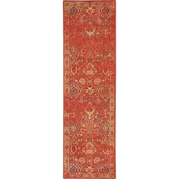 Nourison Somerset Vintage Traditional Brick Red Area Rug
