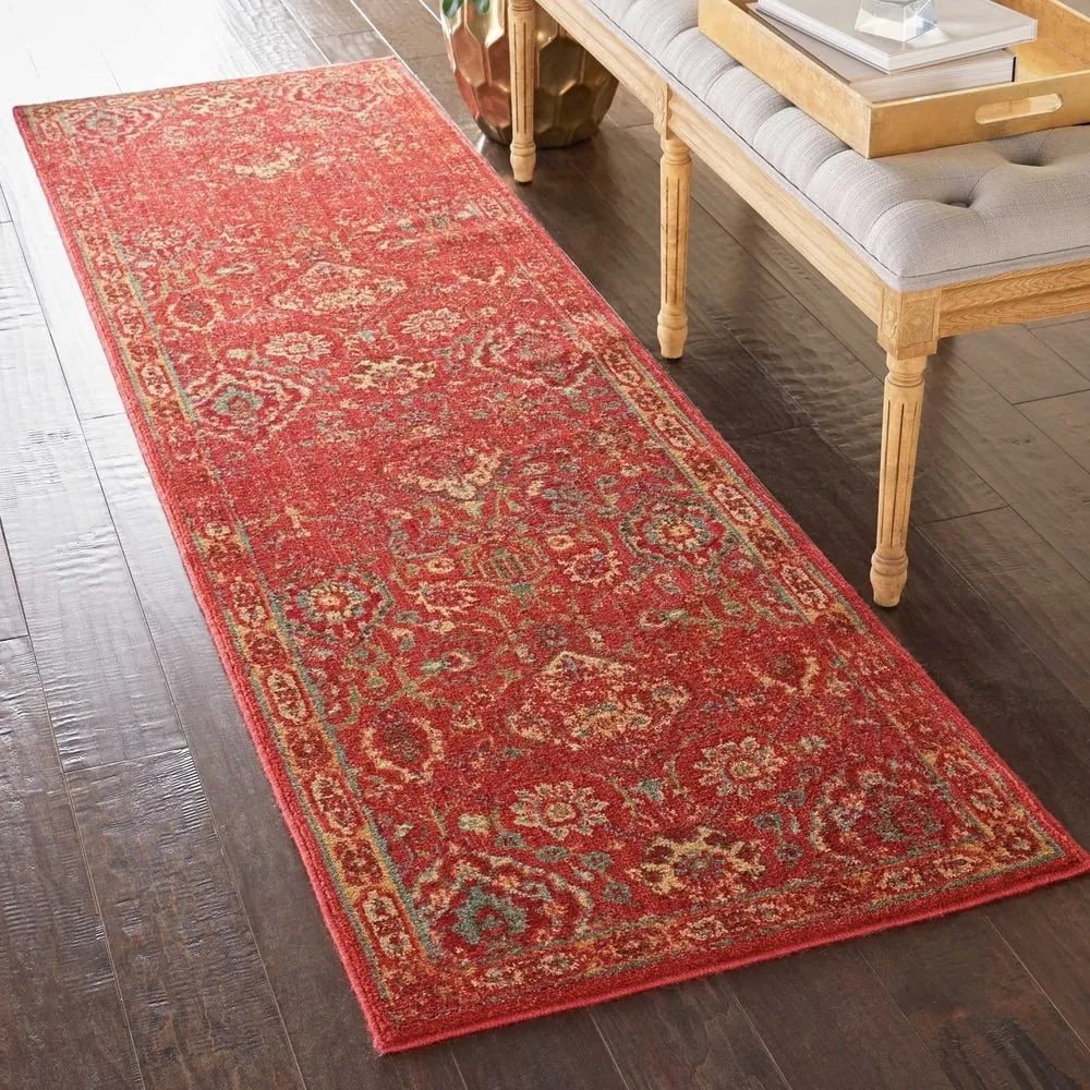 Nourison Somerset Vintage Traditional Brick Red Area Rug