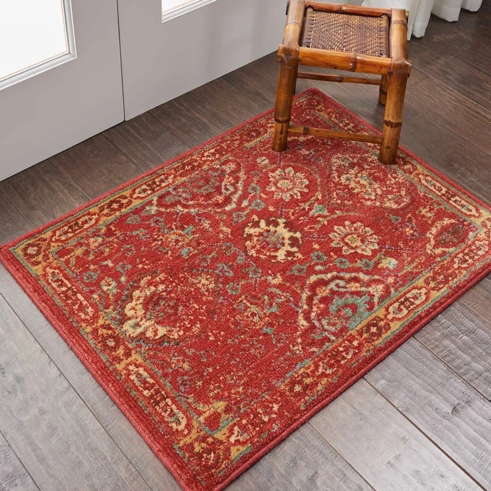 Nourison Somerset Vintage Traditional Brick Red Area Rug