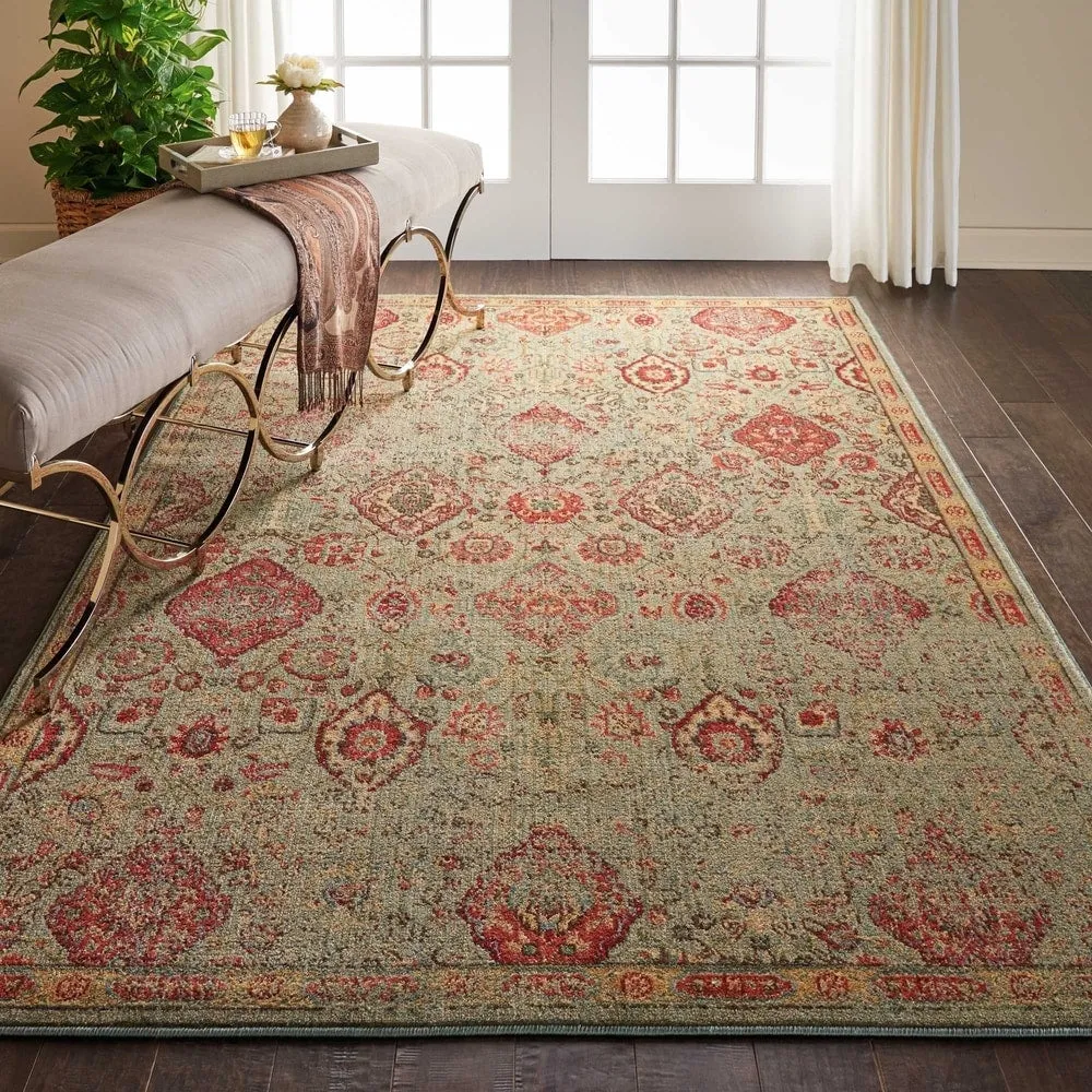 Nourison Somerset Vintage Traditional Brick Red Area Rug