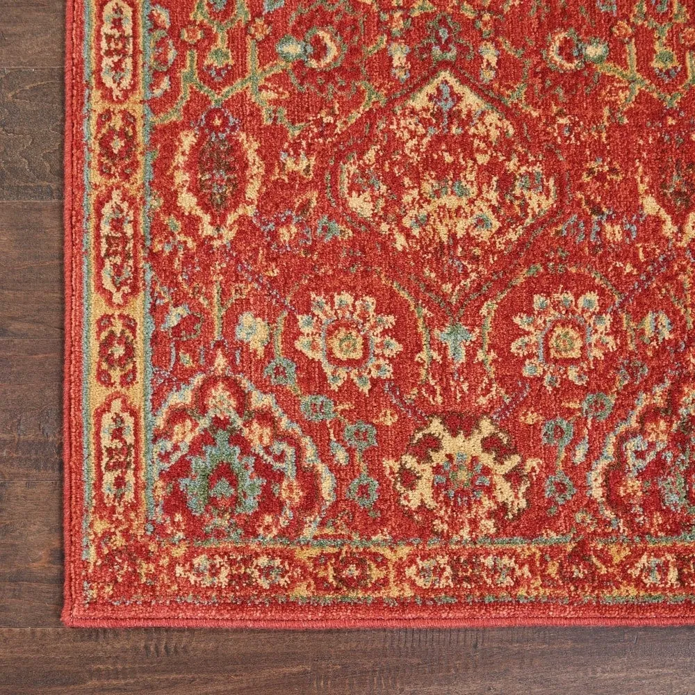 Nourison Somerset Vintage Traditional Brick Red Area Rug
