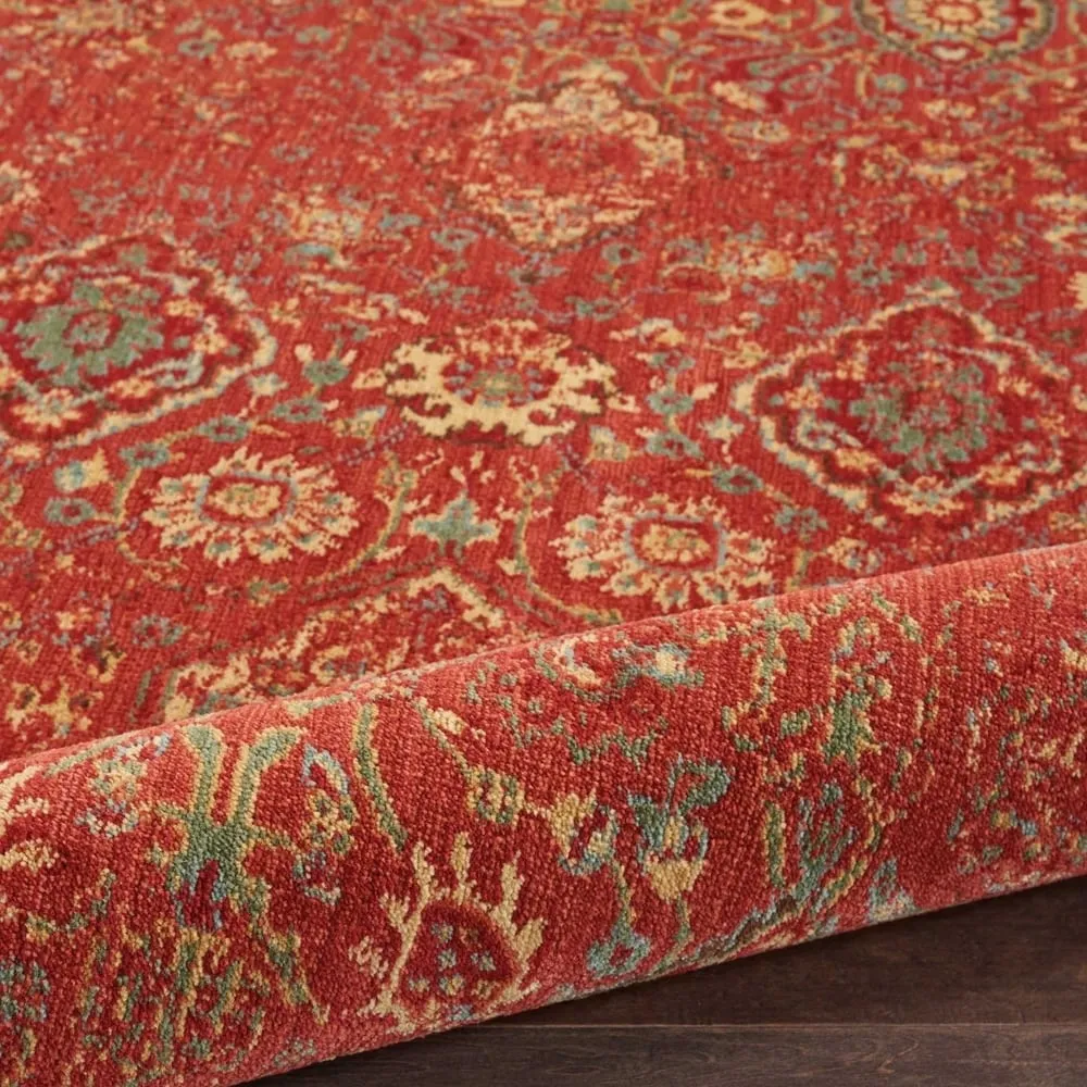 Nourison Somerset Vintage Traditional Brick Red Area Rug