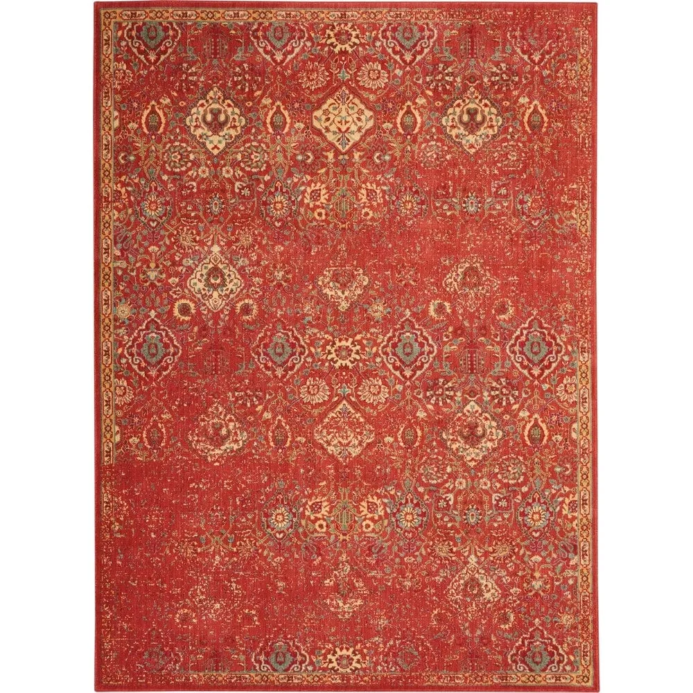 Nourison Somerset Vintage Traditional Brick Red Area Rug