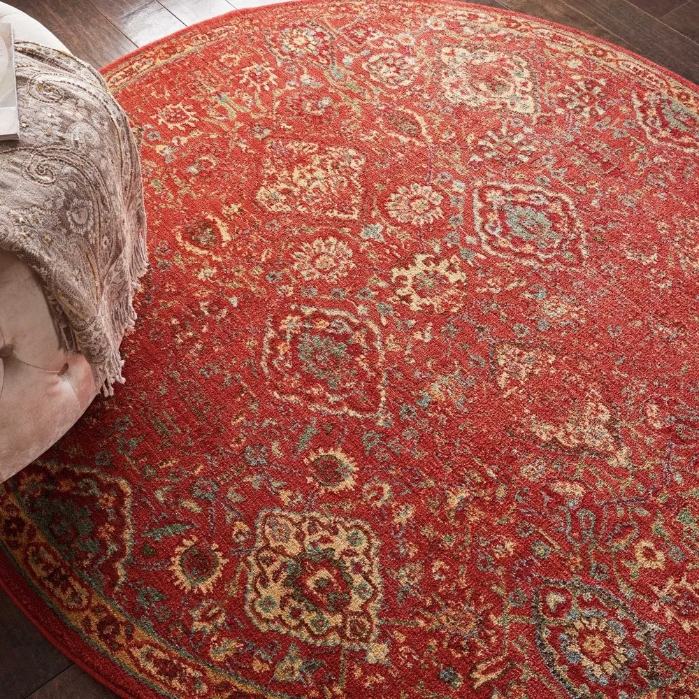 Nourison Somerset Vintage Traditional Brick Red Area Rug