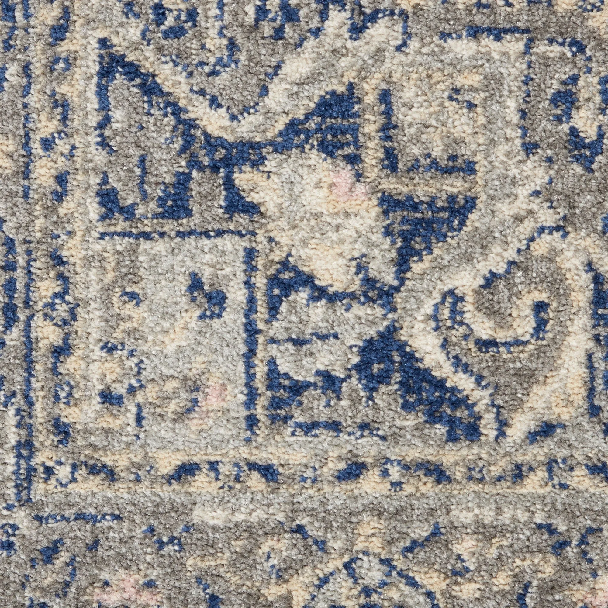 Nourison Tranquil Grey Navy Modern Persian Floral Medallion Area Rug