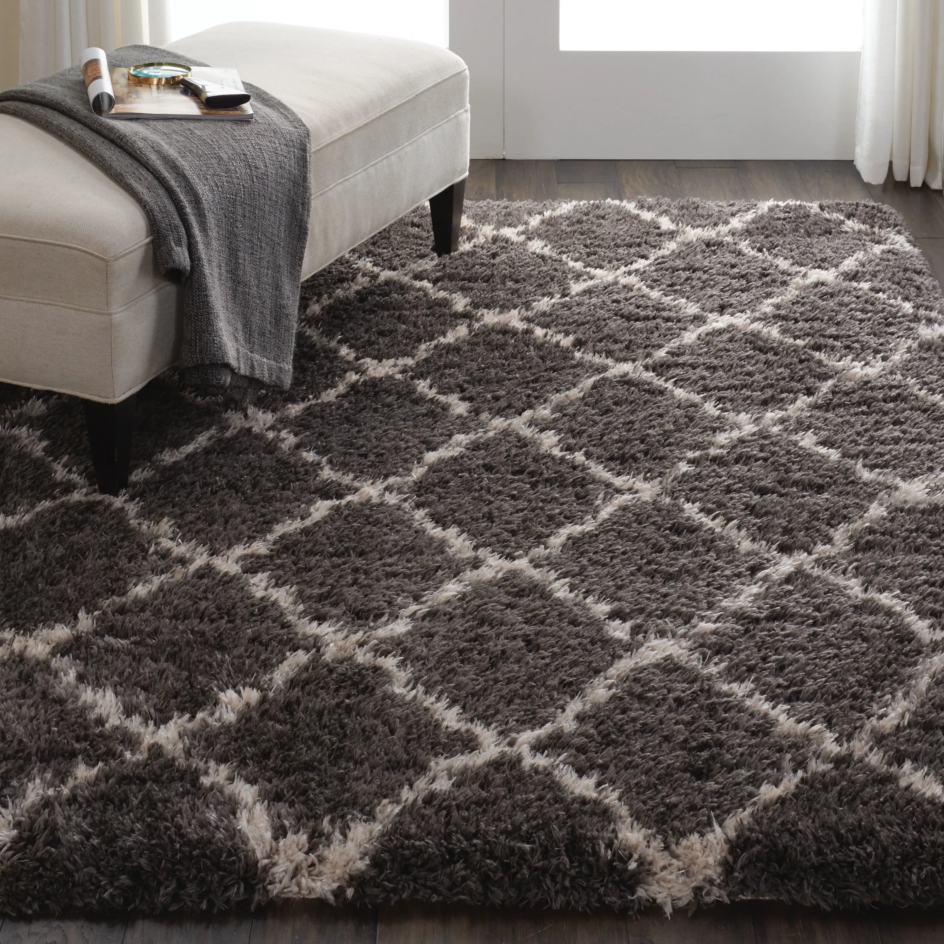 Nourison Ultra Plush Shag Geometric Area Rug