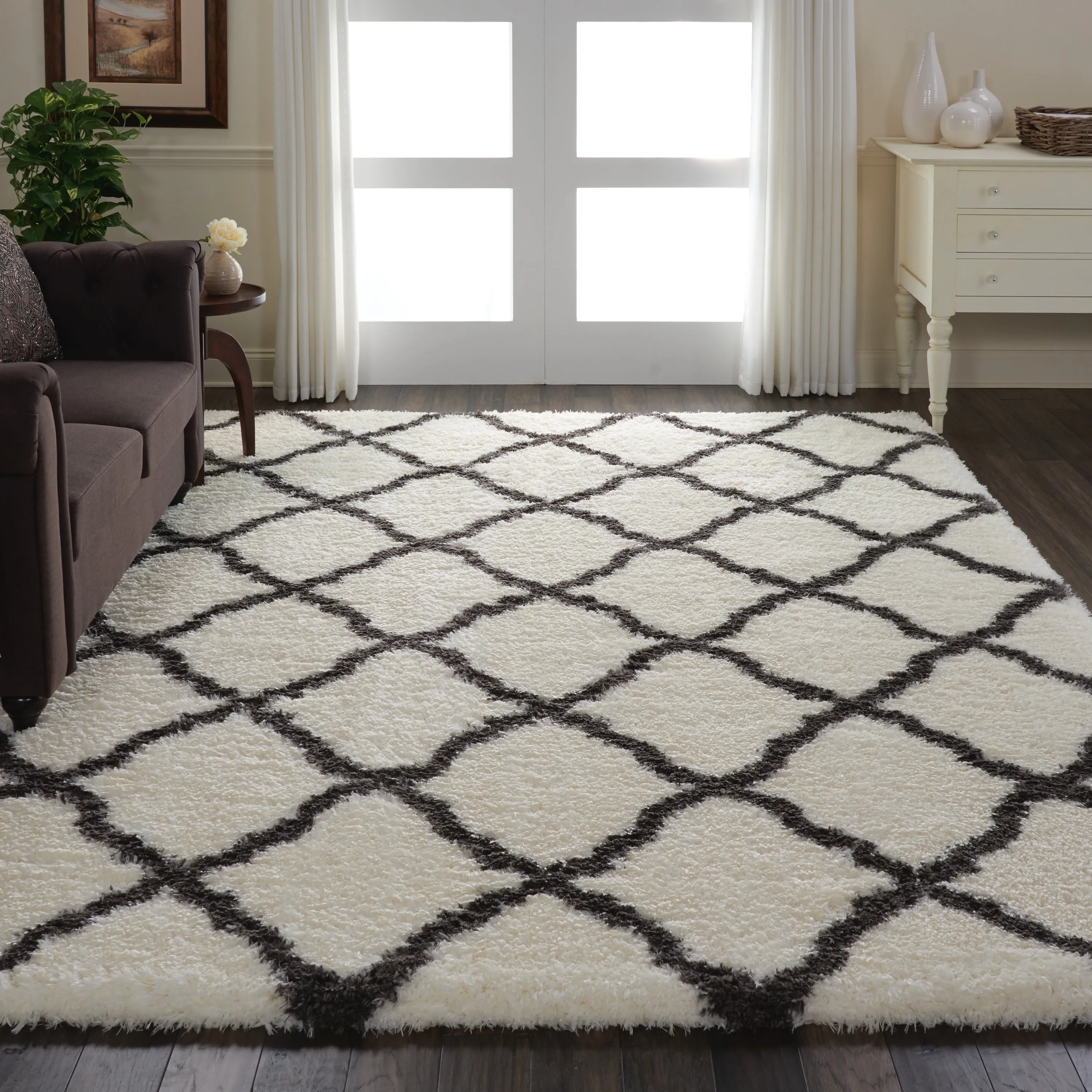 Nourison Ultra Plush Shag Geometric Area Rug