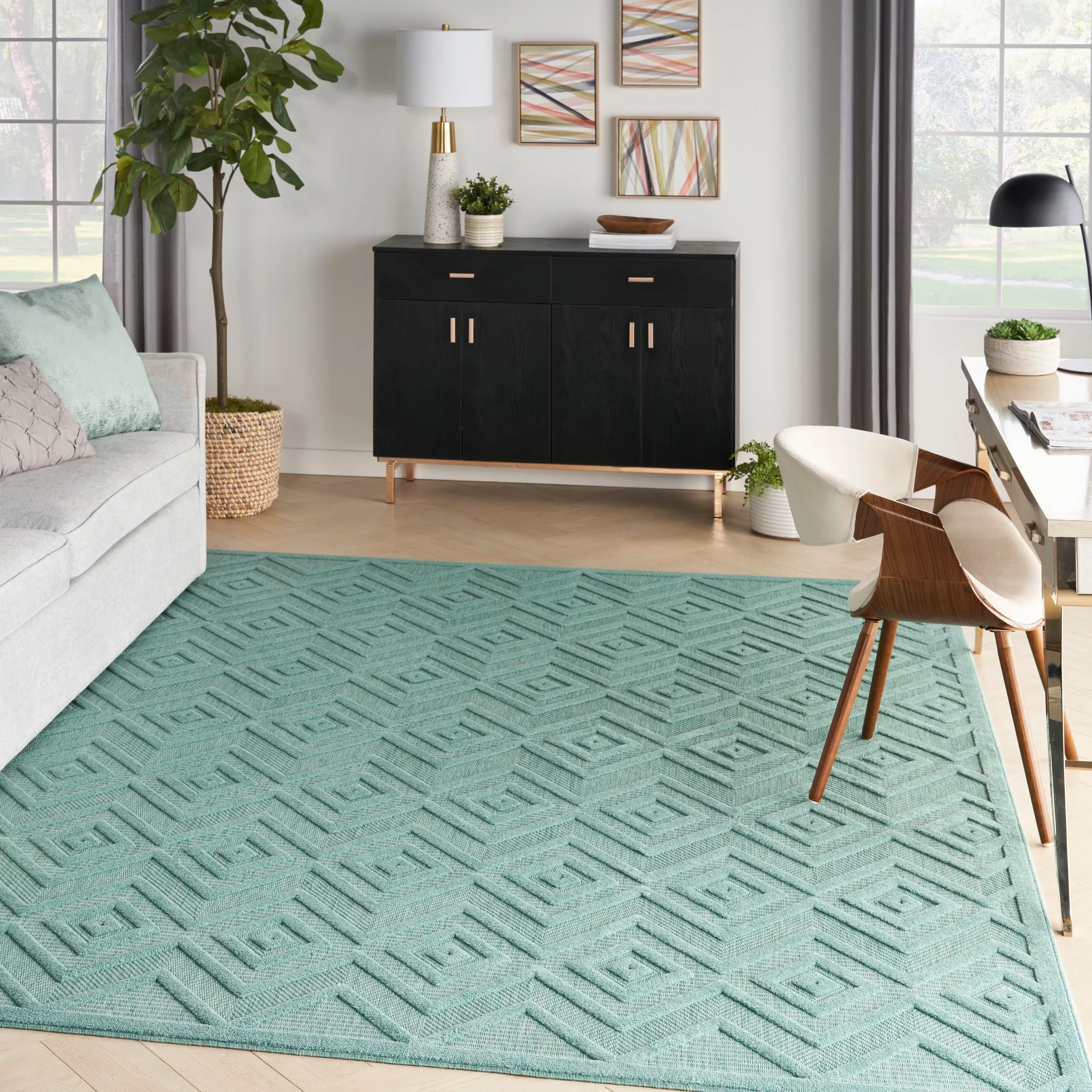 Nourison Versatile Indoor/Outdoor Geometric Flatweave Area Rug