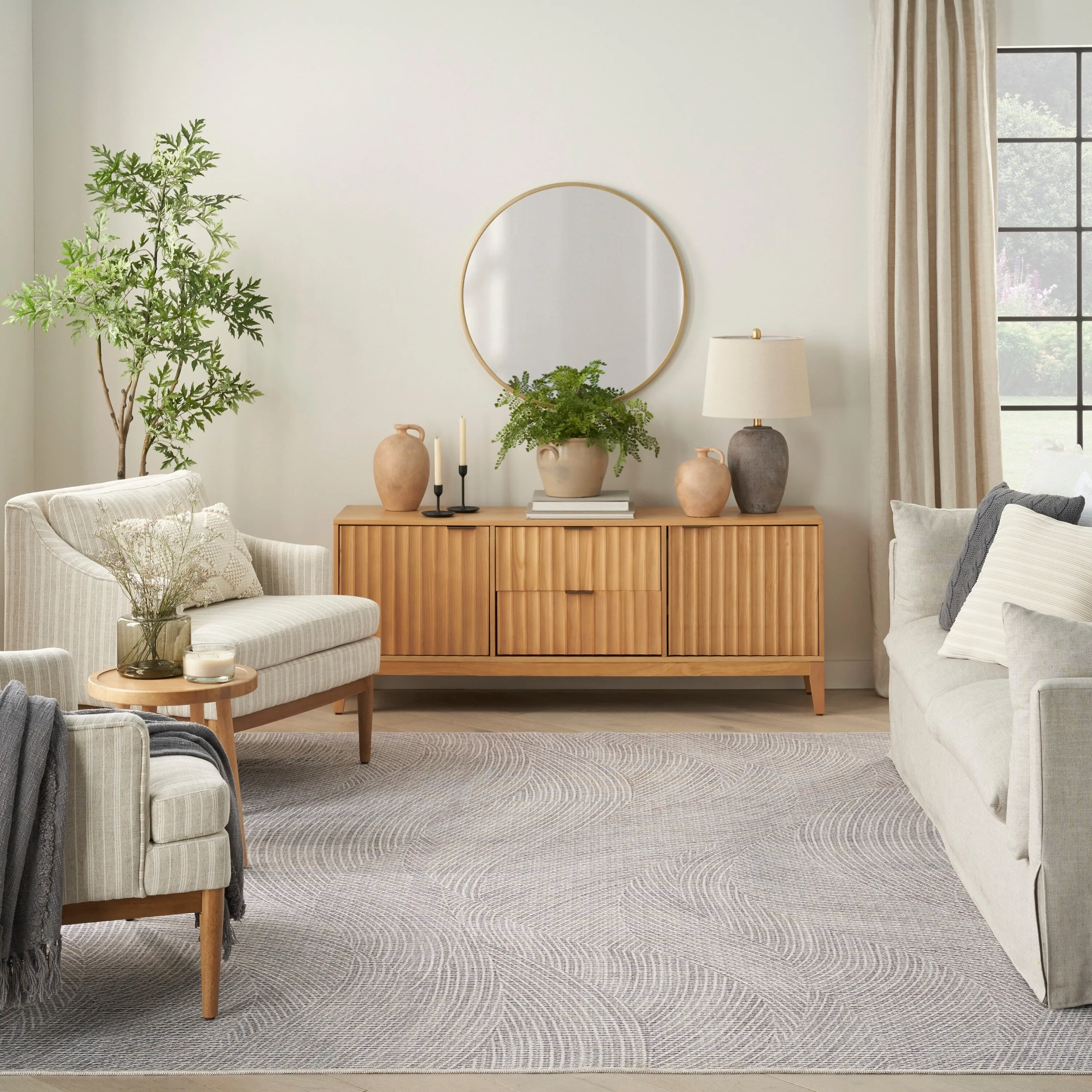 Nourison Washables Indoor Grey Abstract Area Rug