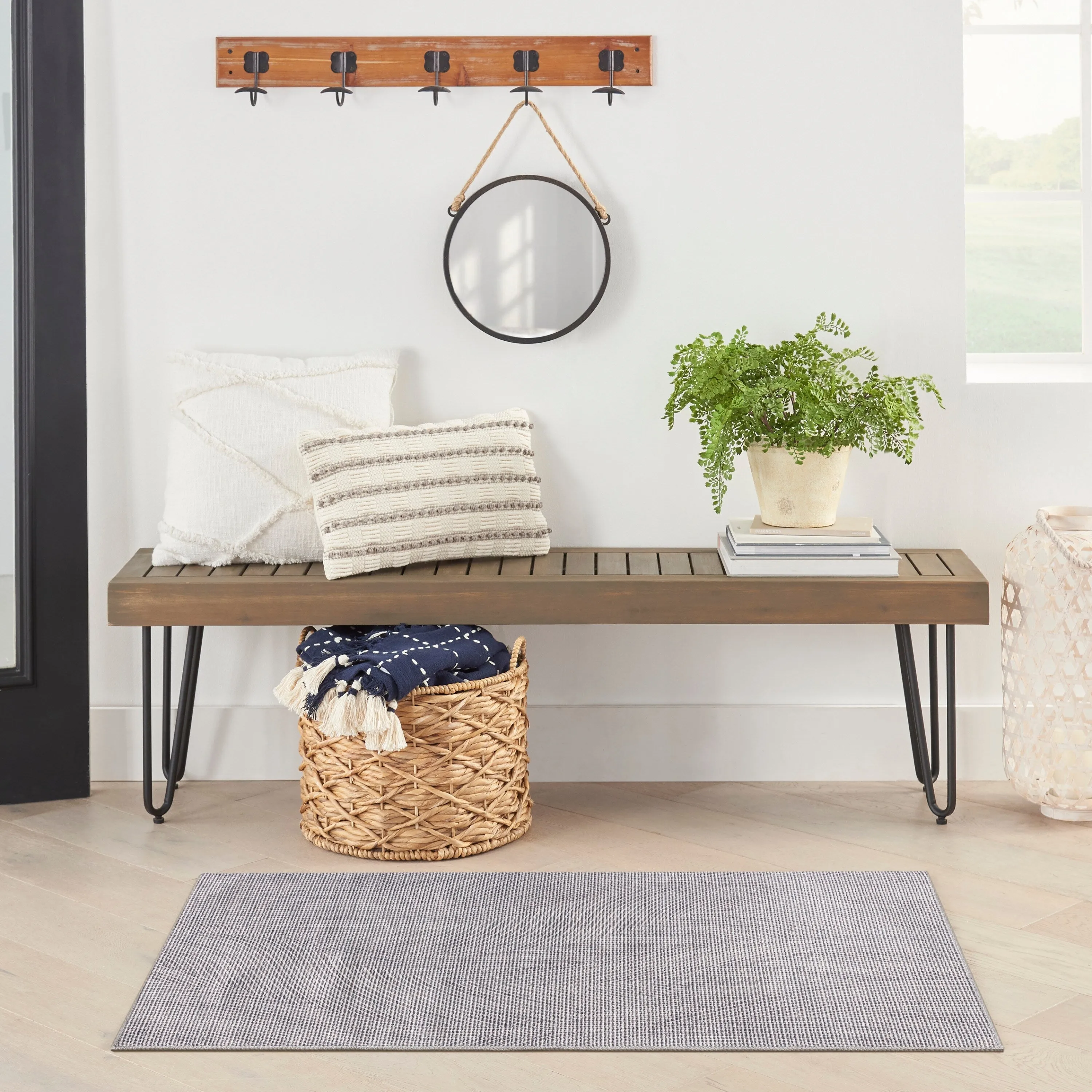 Nourison Washables Indoor Grey Abstract Area Rug