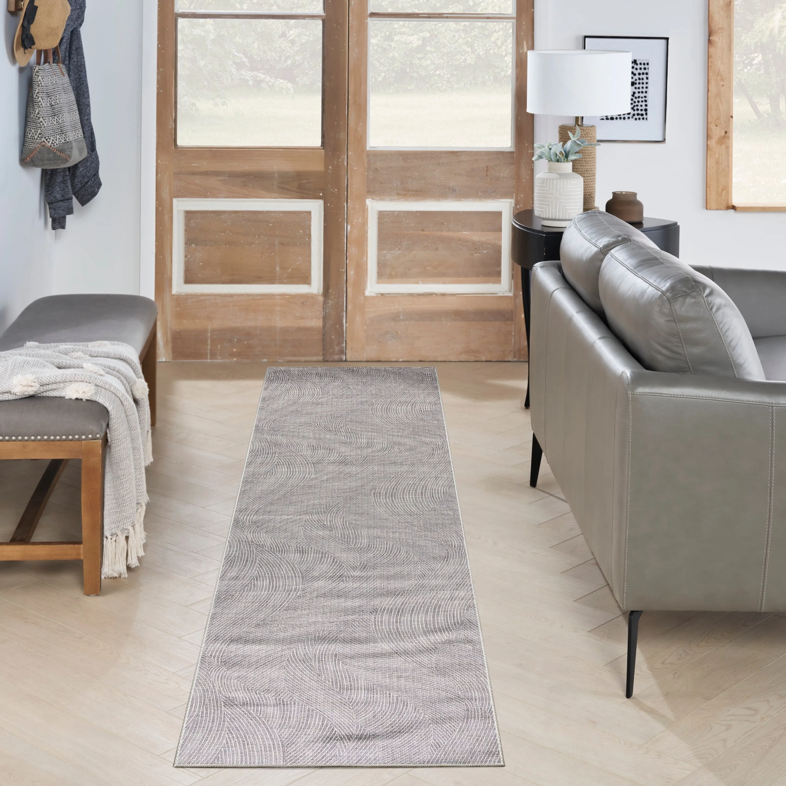 Nourison Washables Indoor Grey Abstract Area Rug