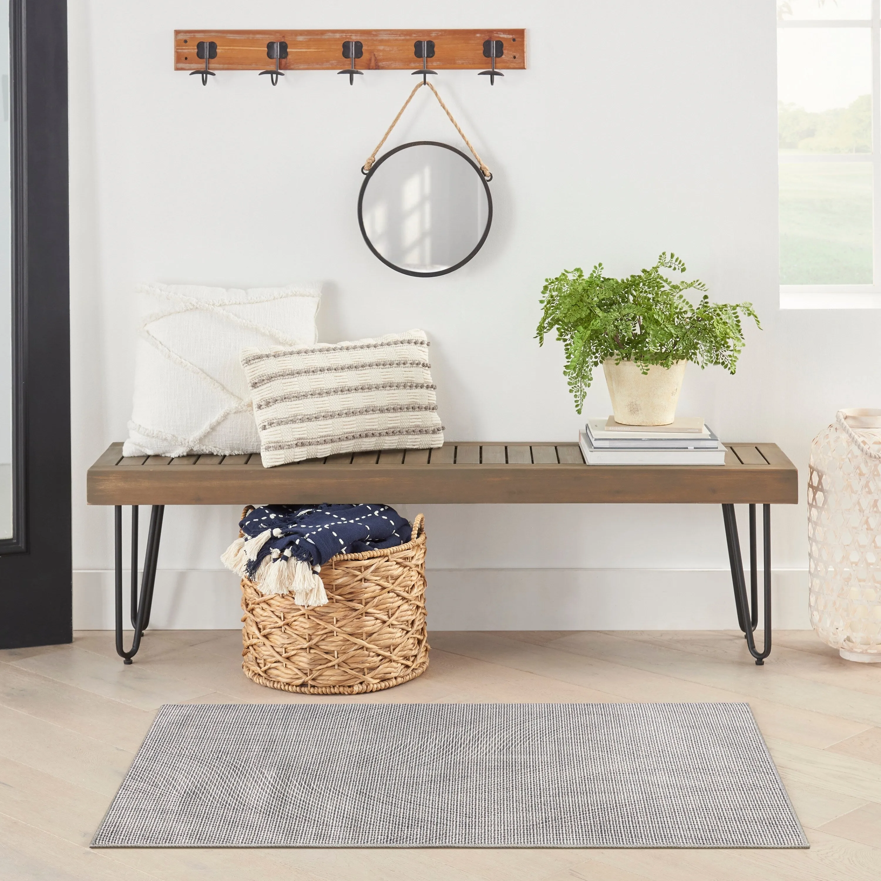 Nourison Washables Indoor Grey Abstract Area Rug