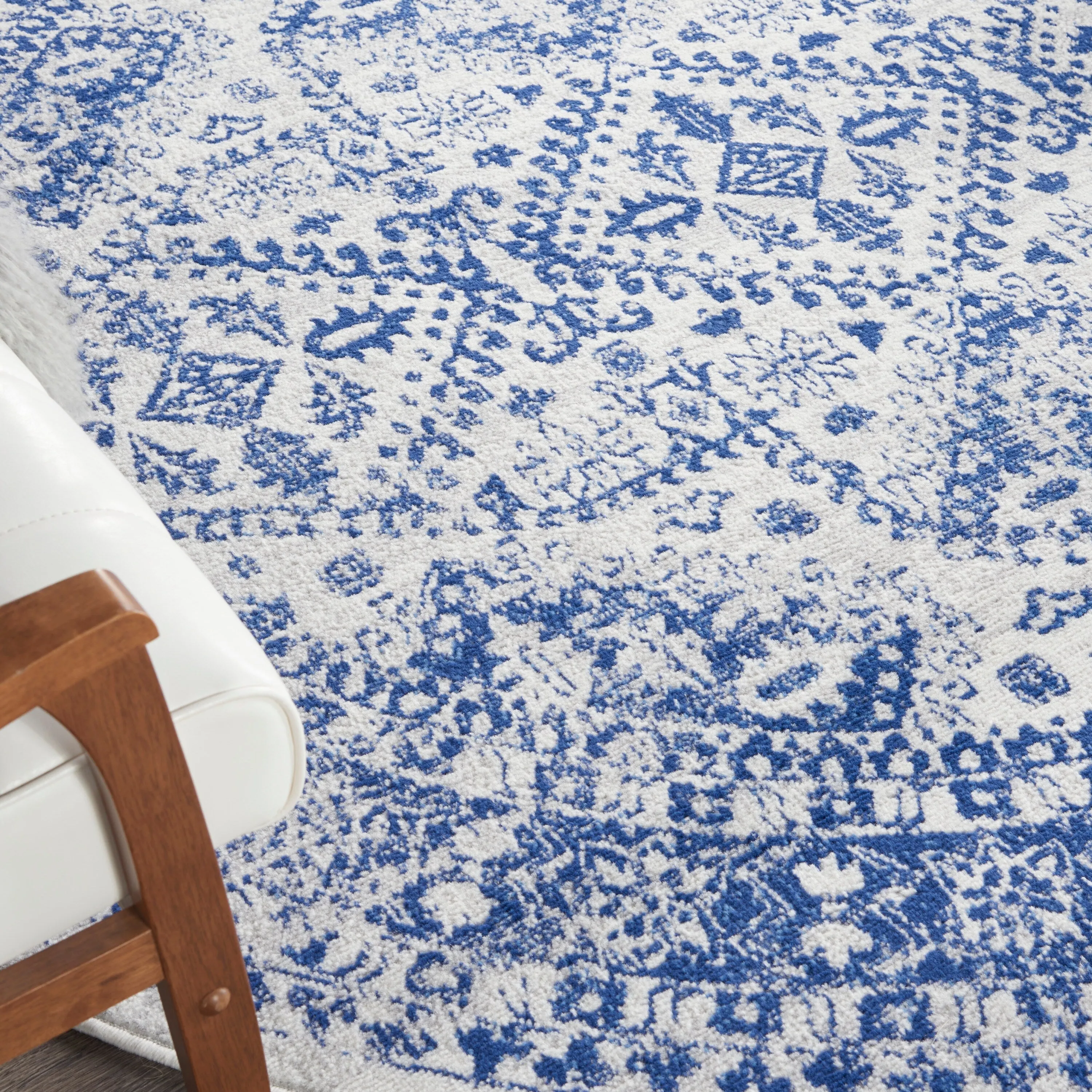 Nourison Whimsicle Boho Floral Geometric Ivory Navy Area Rug