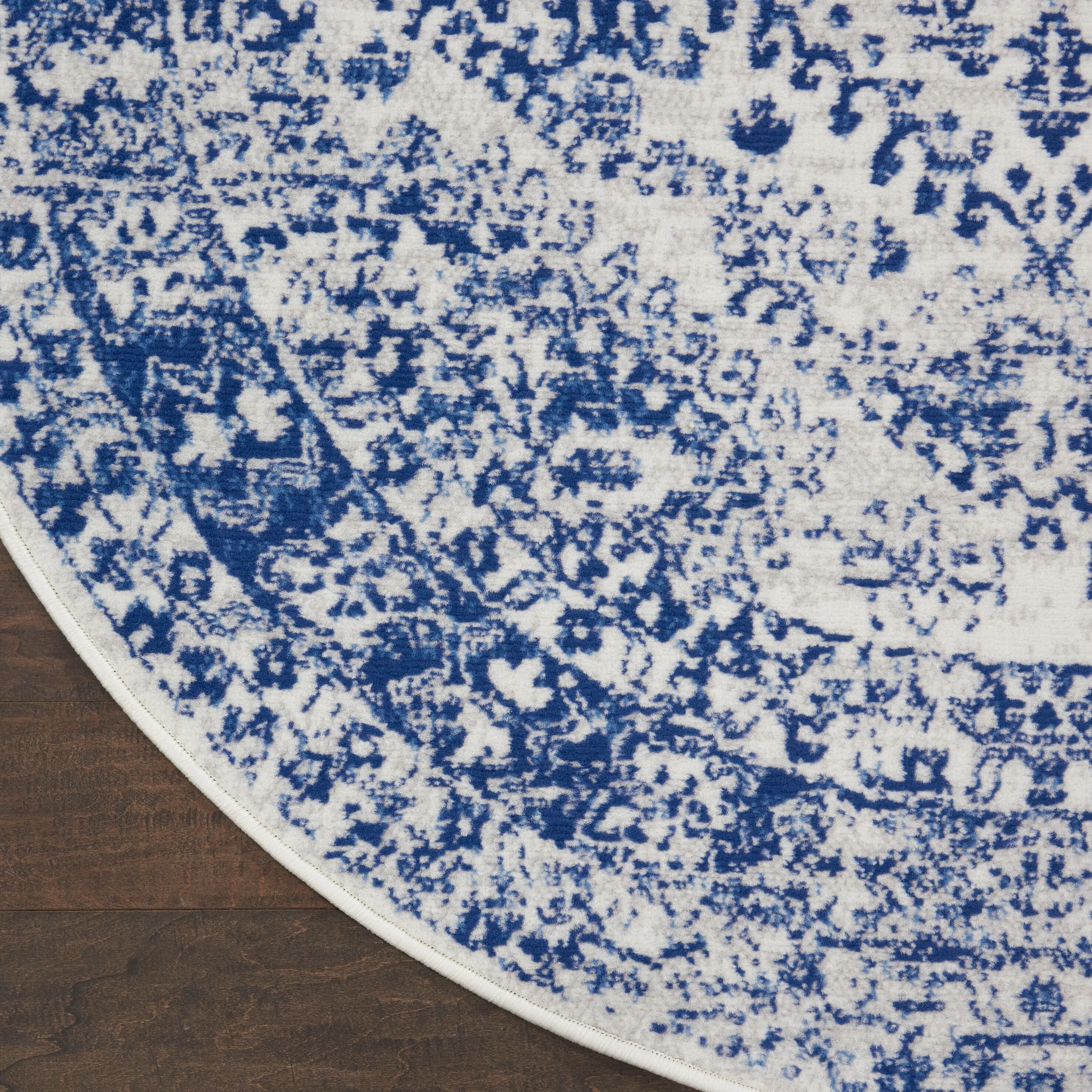Nourison Whimsicle Boho Floral Geometric Ivory Navy Area Rug