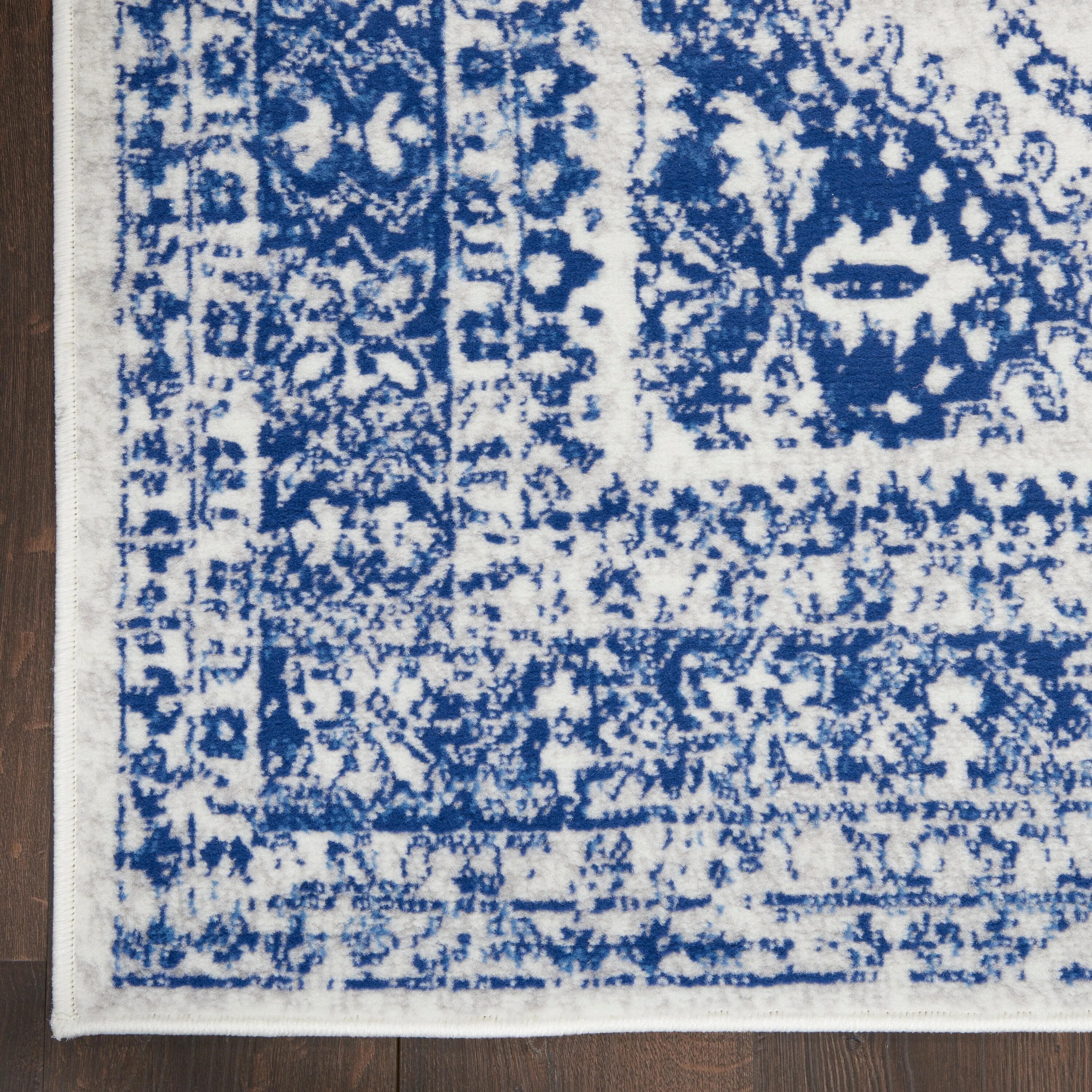 Nourison Whimsicle Boho Floral Geometric Ivory Navy Area Rug