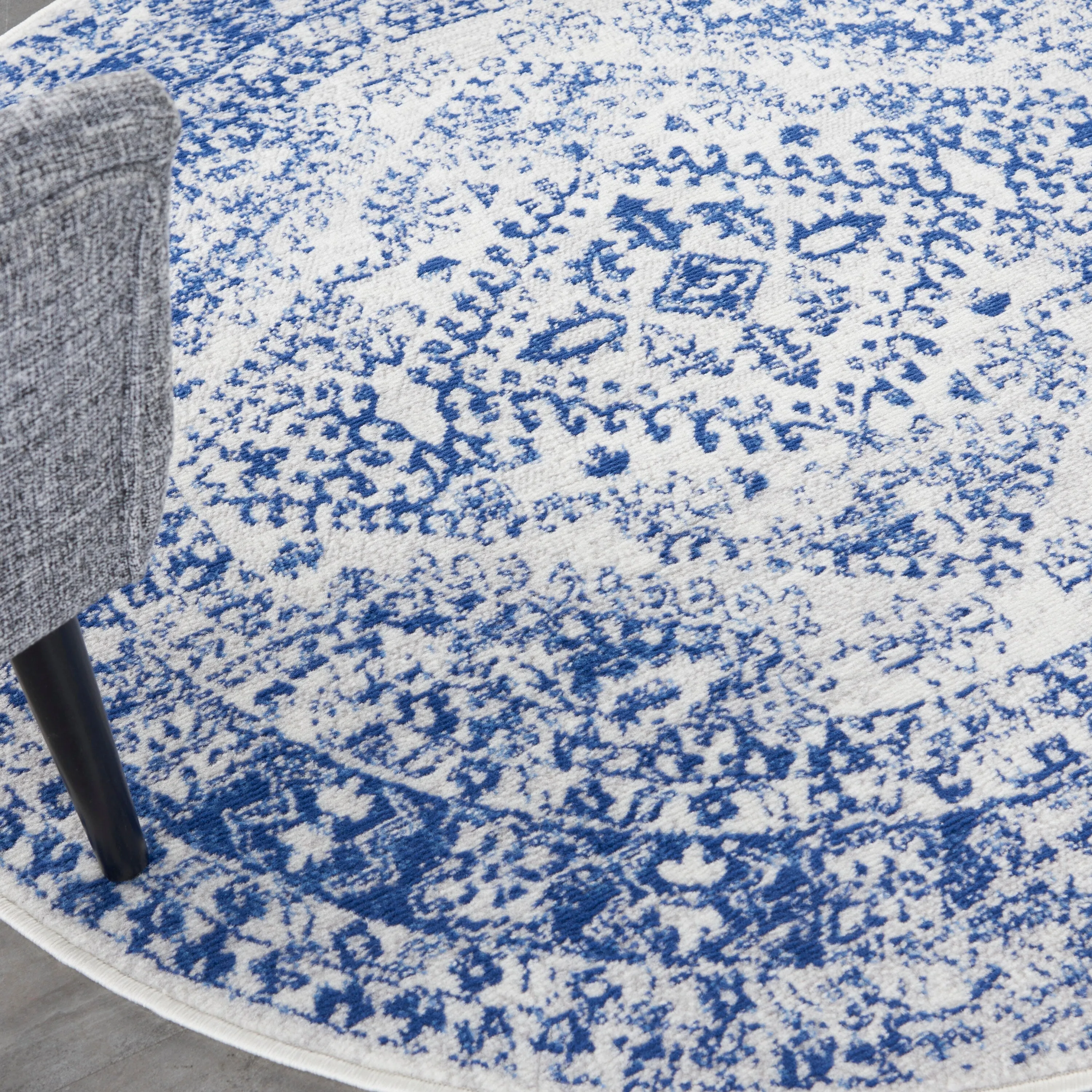 Nourison Whimsicle Boho Floral Geometric Ivory Navy Area Rug