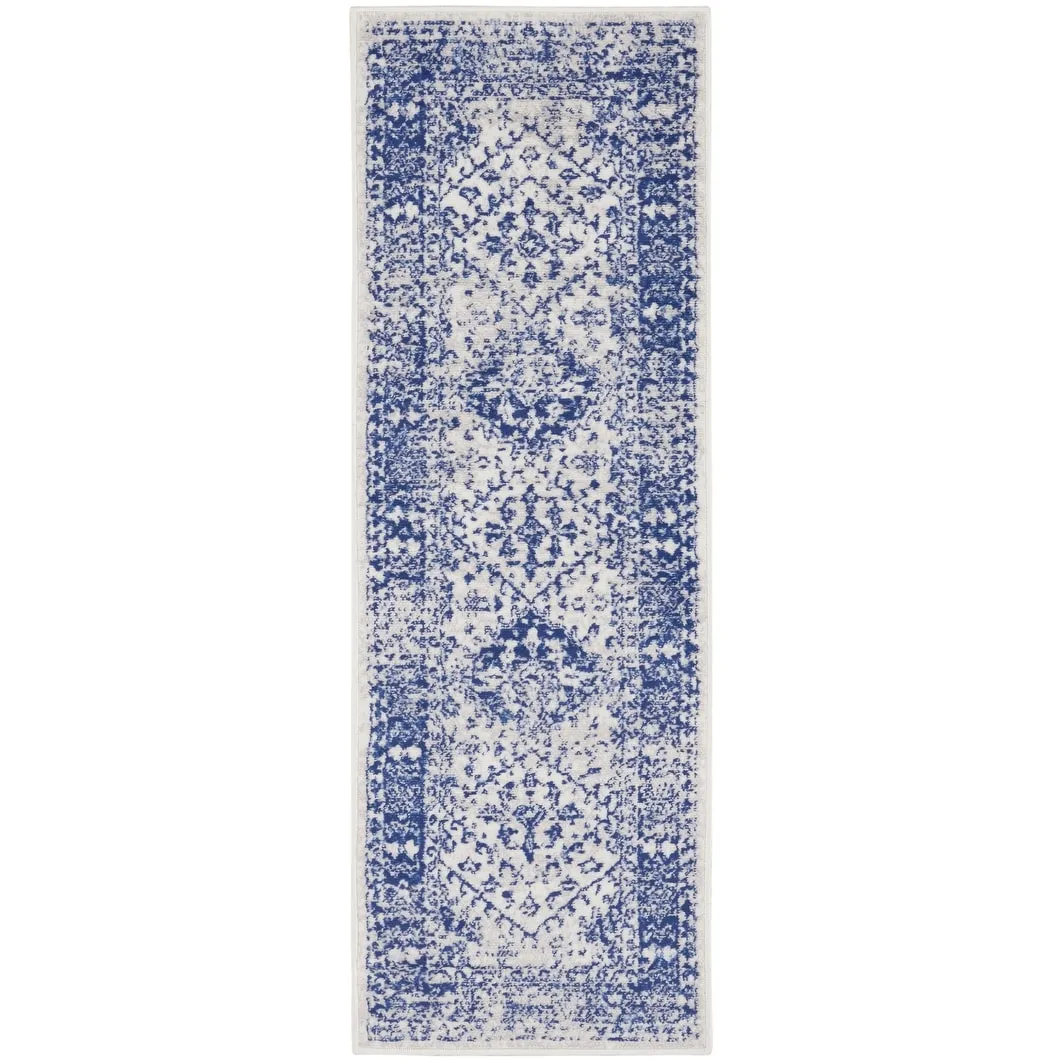 Nourison Whimsicle Boho Floral Geometric Ivory Navy Area Rug