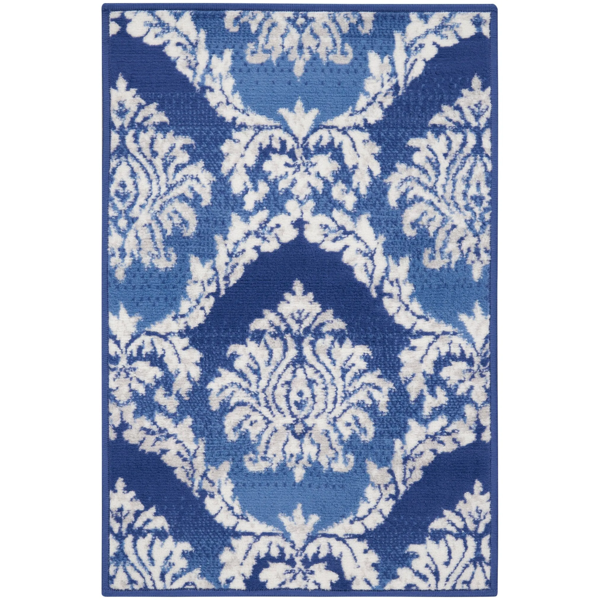 Nourison Whimsicle Boho French Country Floral Blue Ivory Area Rug