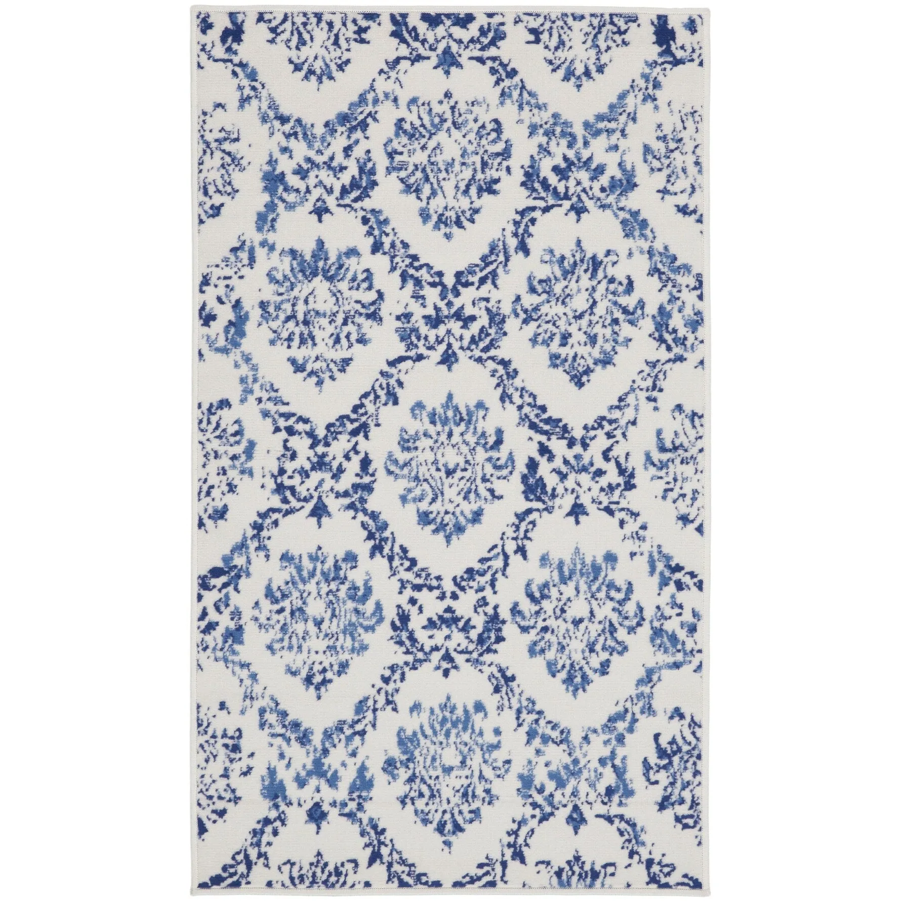 Nourison Whimsicle Boho French Country Floral Blue Ivory Area Rug