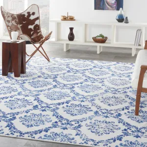 Nourison Whimsicle Boho French Country Floral Blue Ivory Area Rug