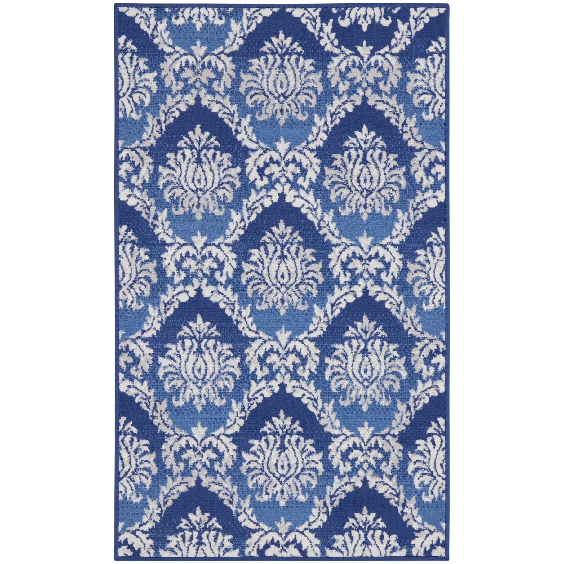 Nourison Whimsicle Boho French Country Floral Blue Ivory Area Rug
