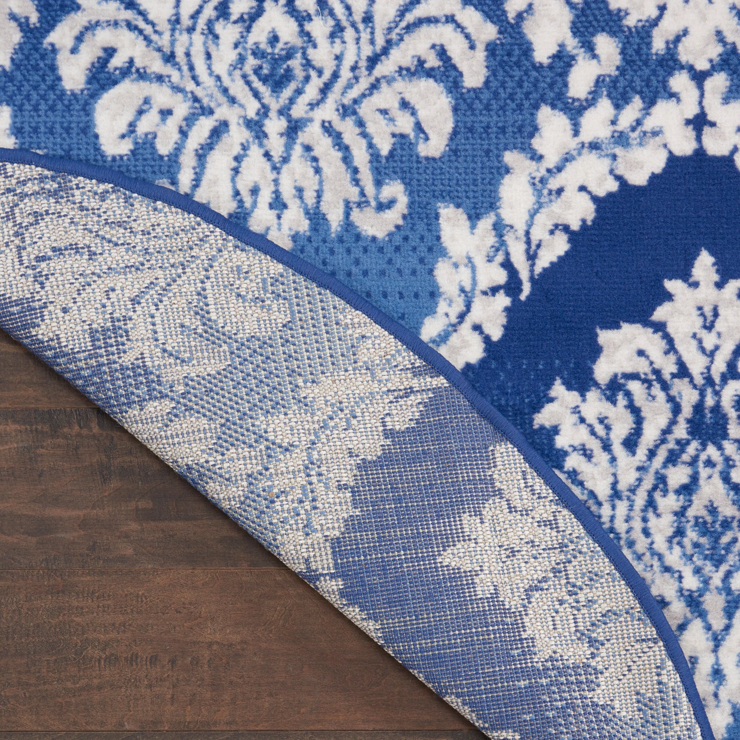 Nourison Whimsicle Boho French Country Floral Blue Ivory Area Rug