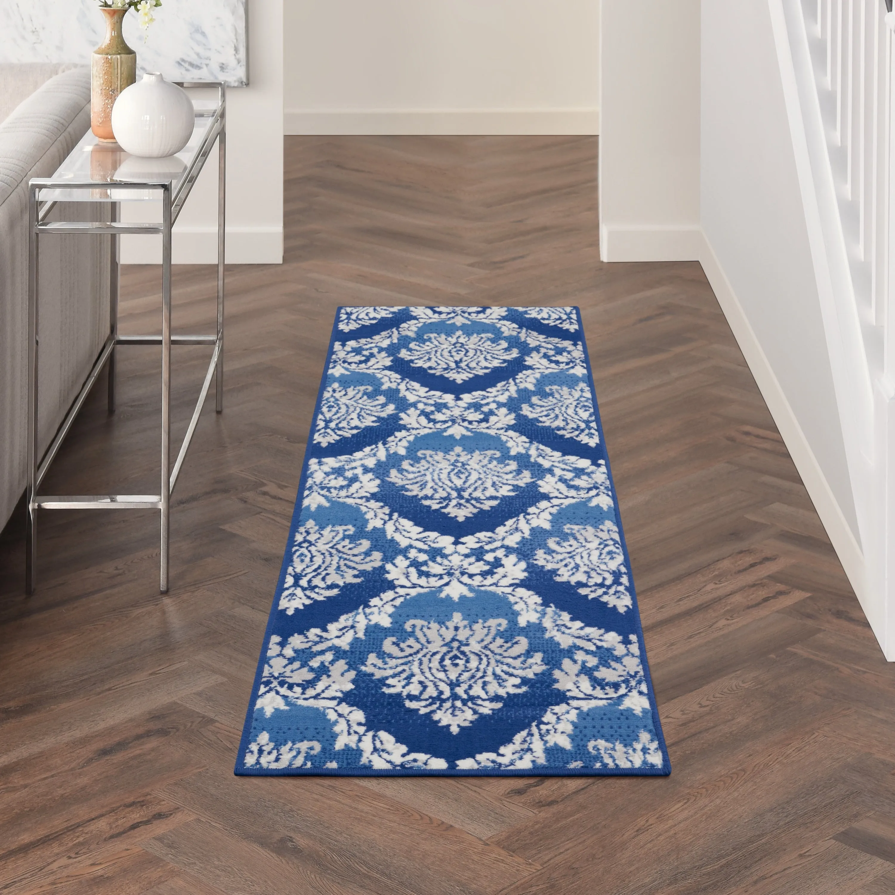 Nourison Whimsicle Boho French Country Floral Blue Ivory Area Rug