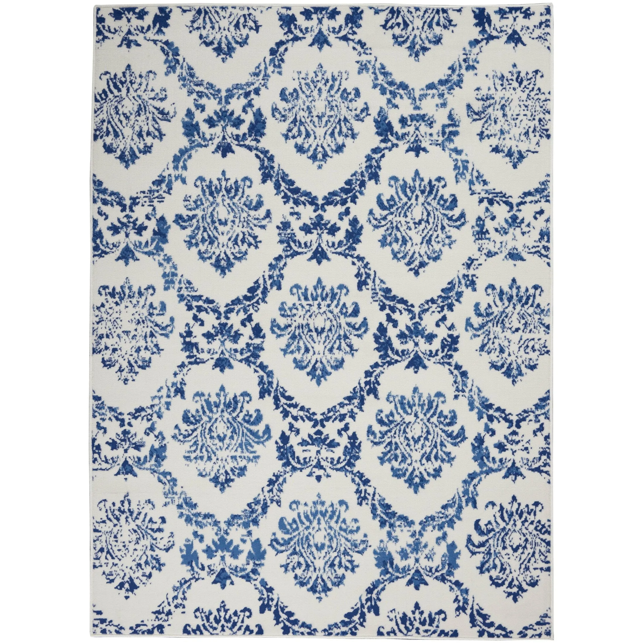 Nourison Whimsicle Boho French Country Floral Blue Ivory Area Rug
