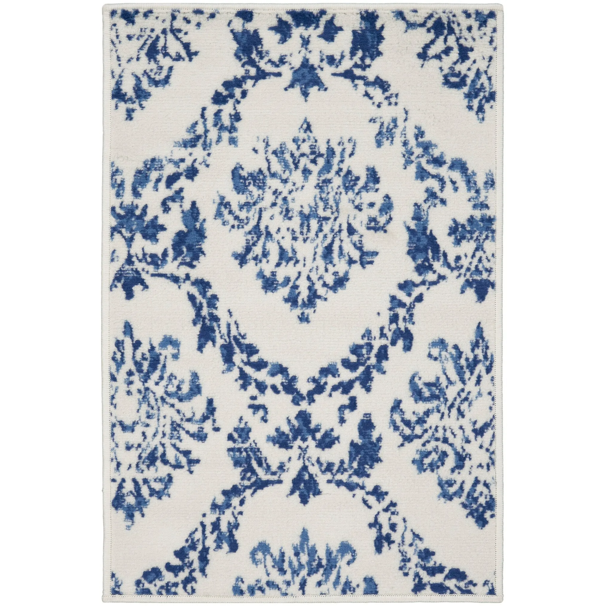 Nourison Whimsicle Boho French Country Floral Blue Ivory Area Rug