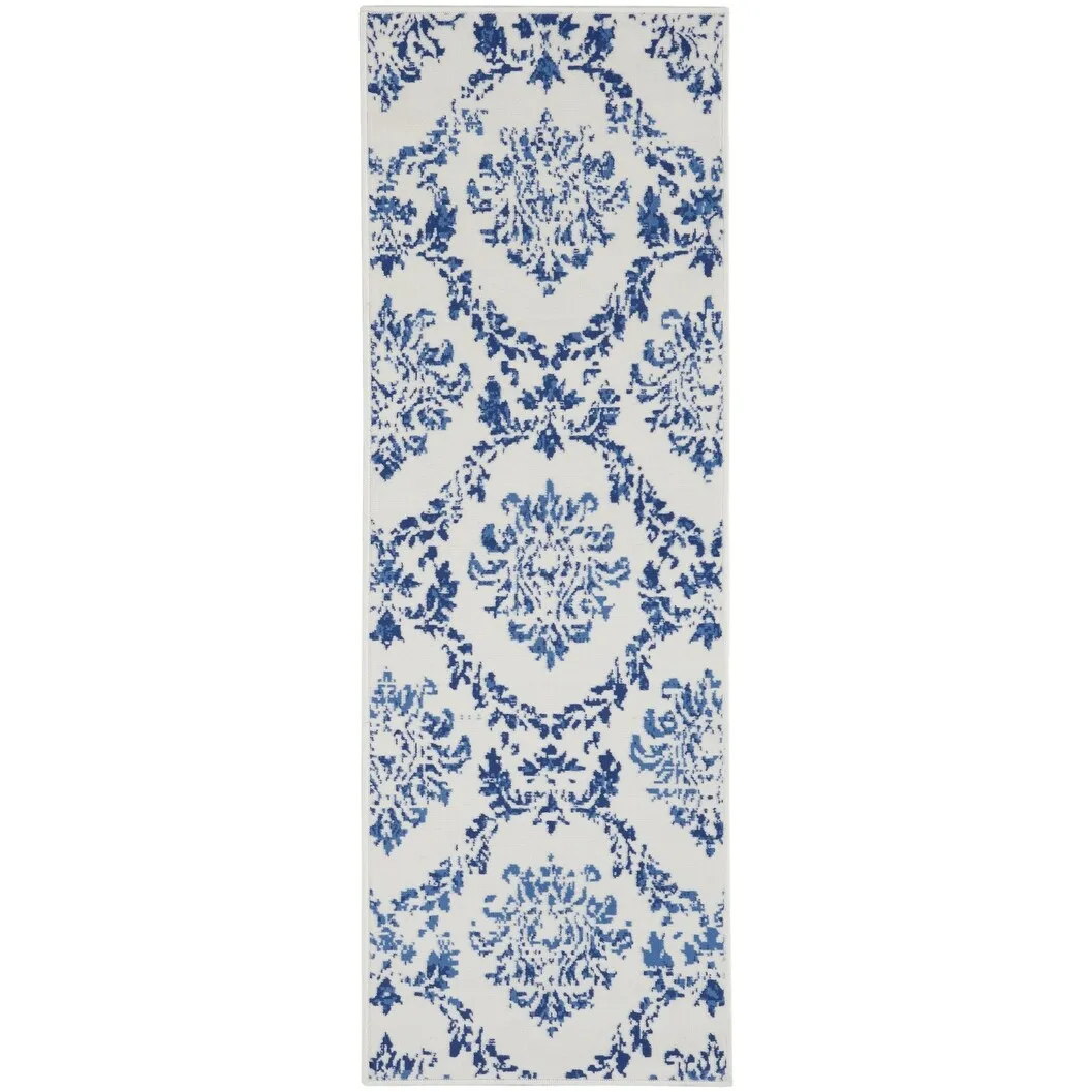 Nourison Whimsicle Boho French Country Floral Blue Ivory Area Rug