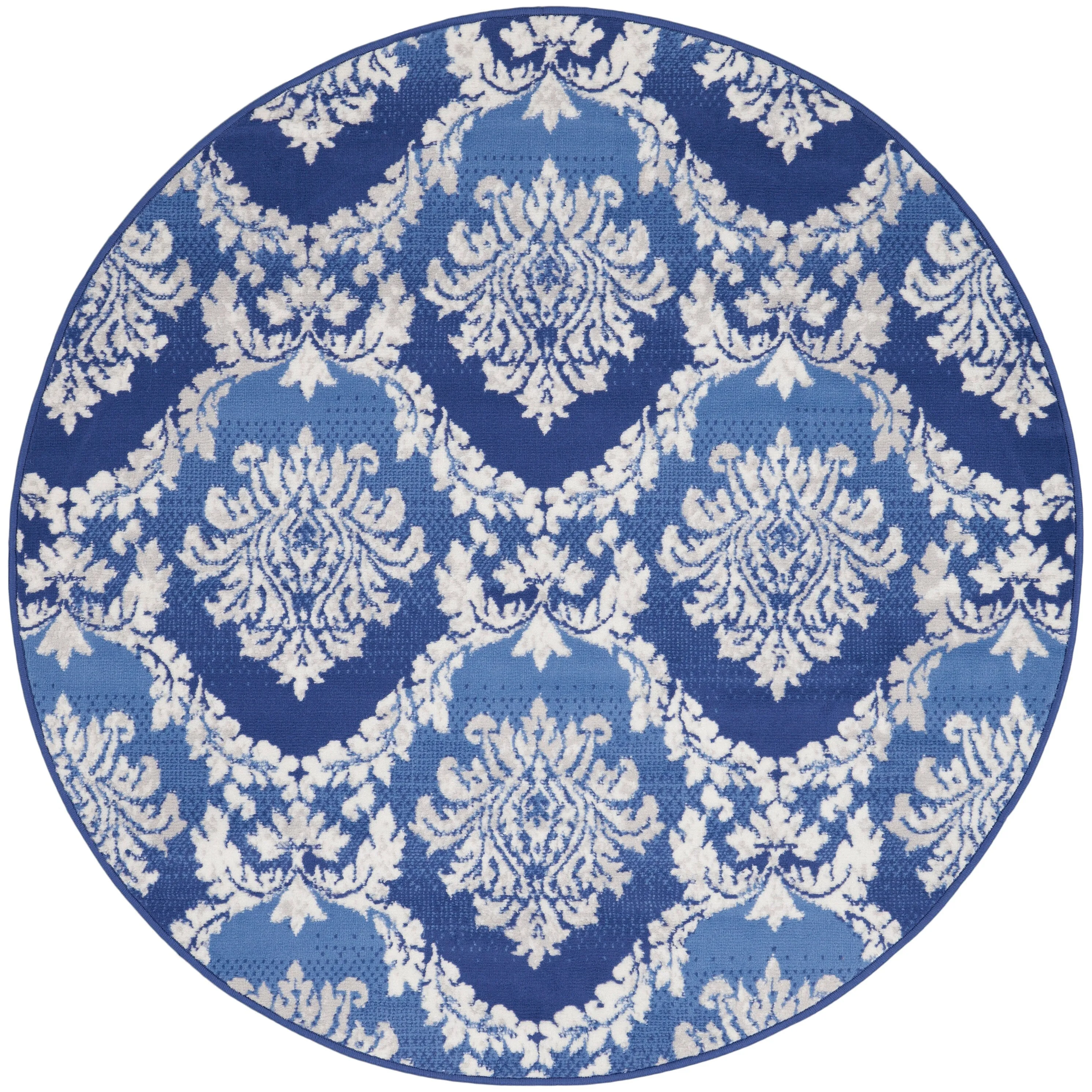 Nourison Whimsicle Boho French Country Floral Blue Ivory Area Rug