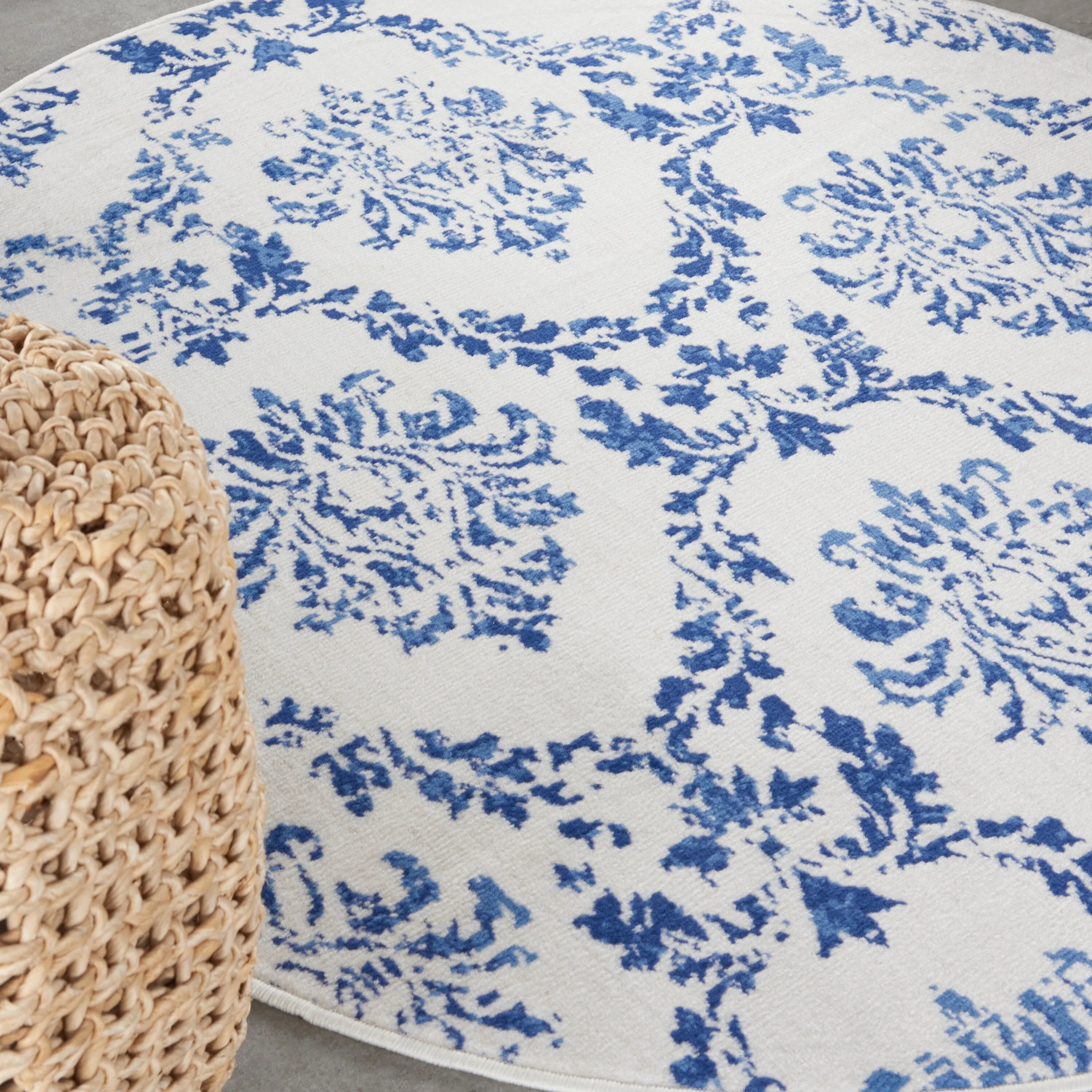 Nourison Whimsicle Boho French Country Floral Blue Ivory Area Rug