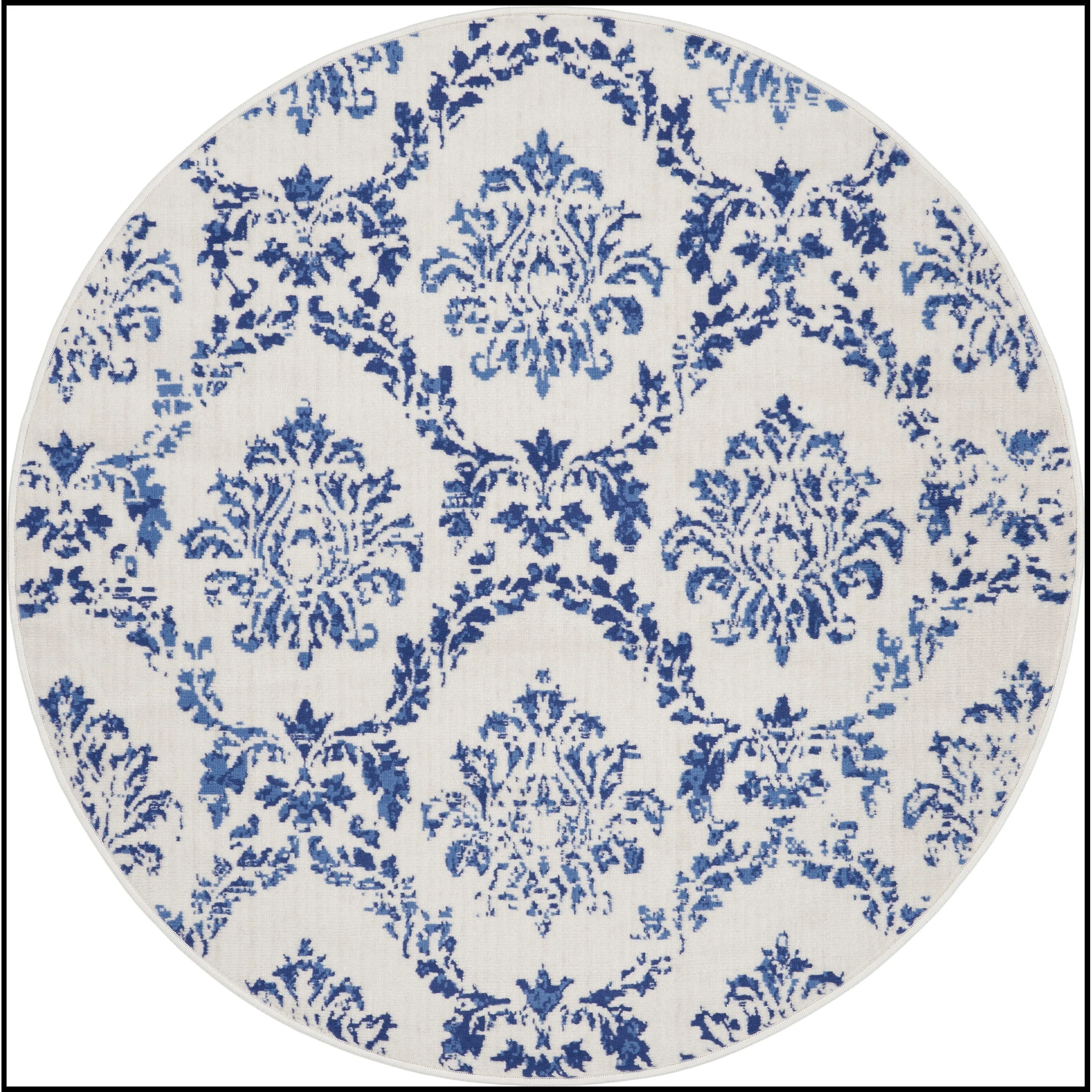 Nourison Whimsicle Boho French Country Floral Blue Ivory Area Rug