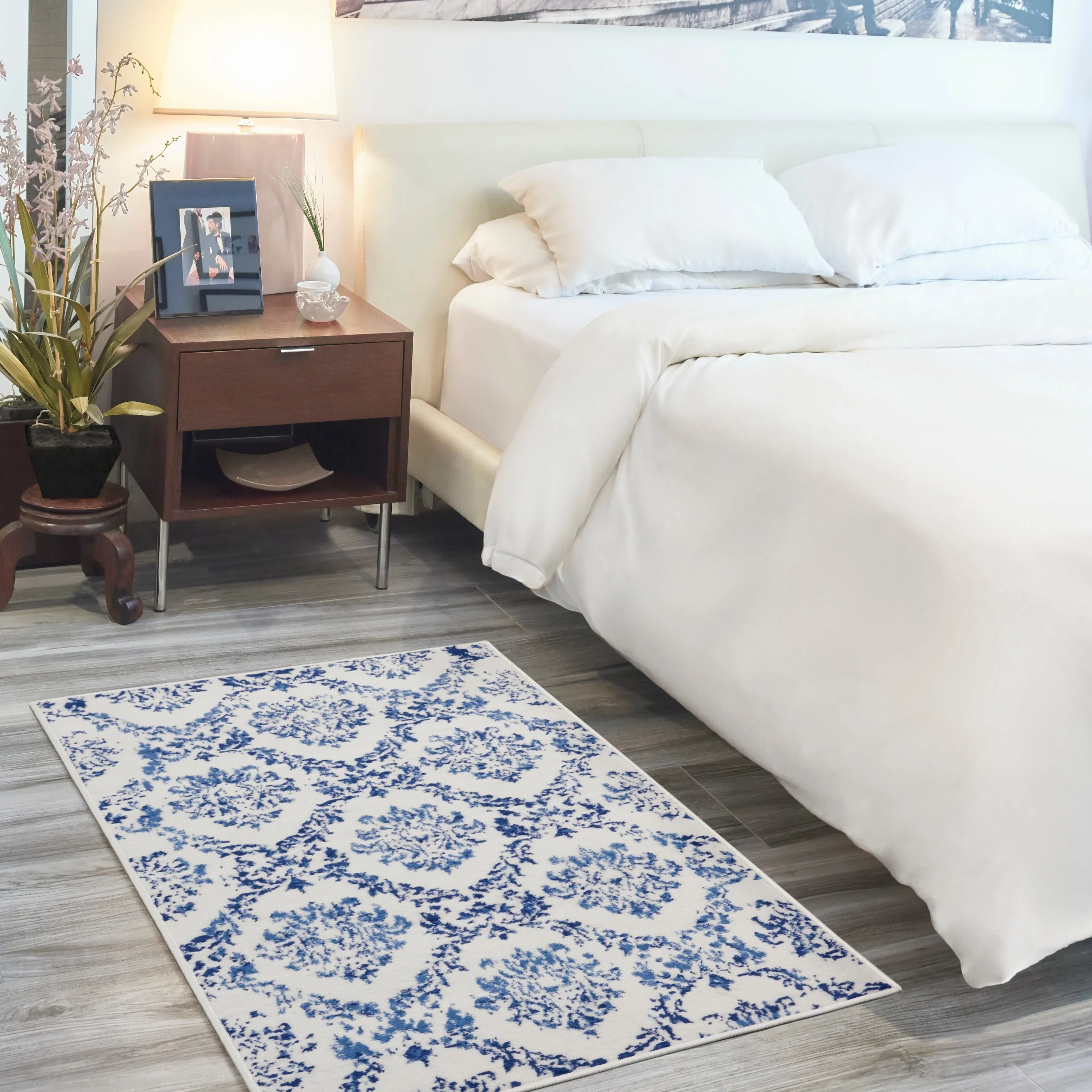 Nourison Whimsicle Boho French Country Floral Blue Ivory Area Rug
