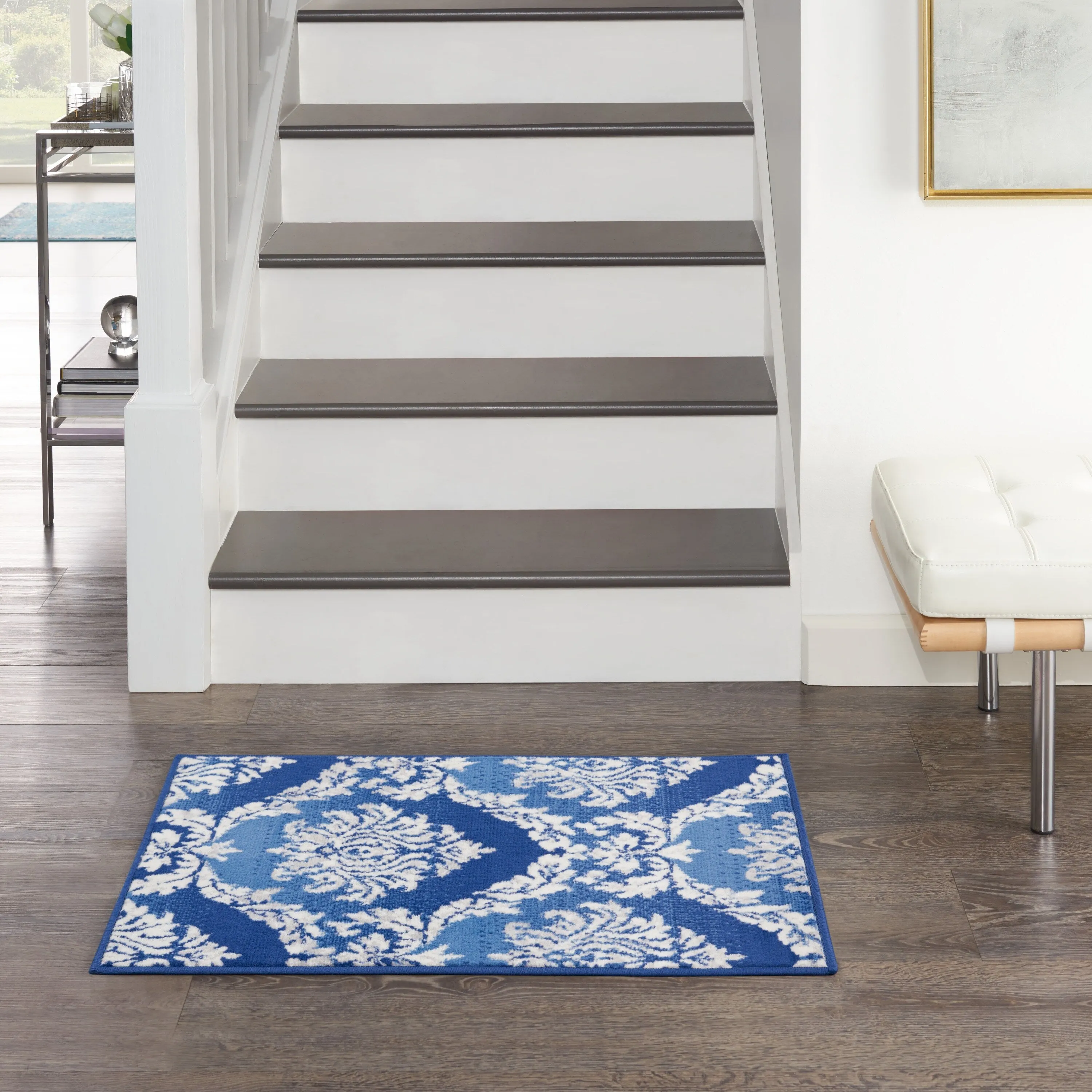 Nourison Whimsicle Boho French Country Floral Blue Ivory Area Rug
