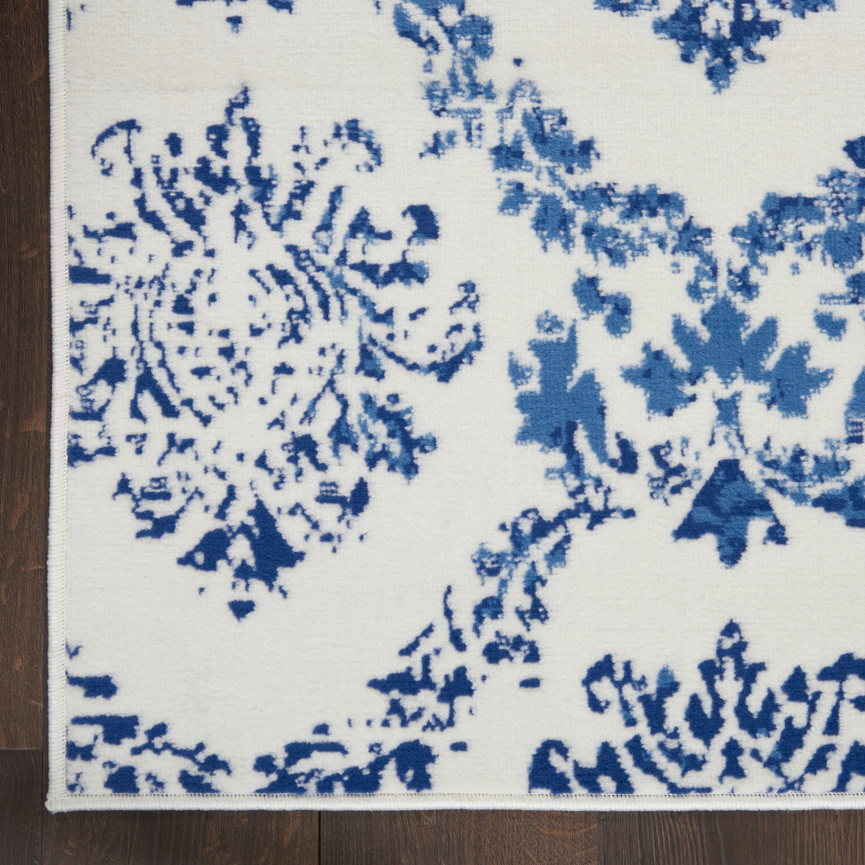 Nourison Whimsicle Boho French Country Floral Blue Ivory Area Rug