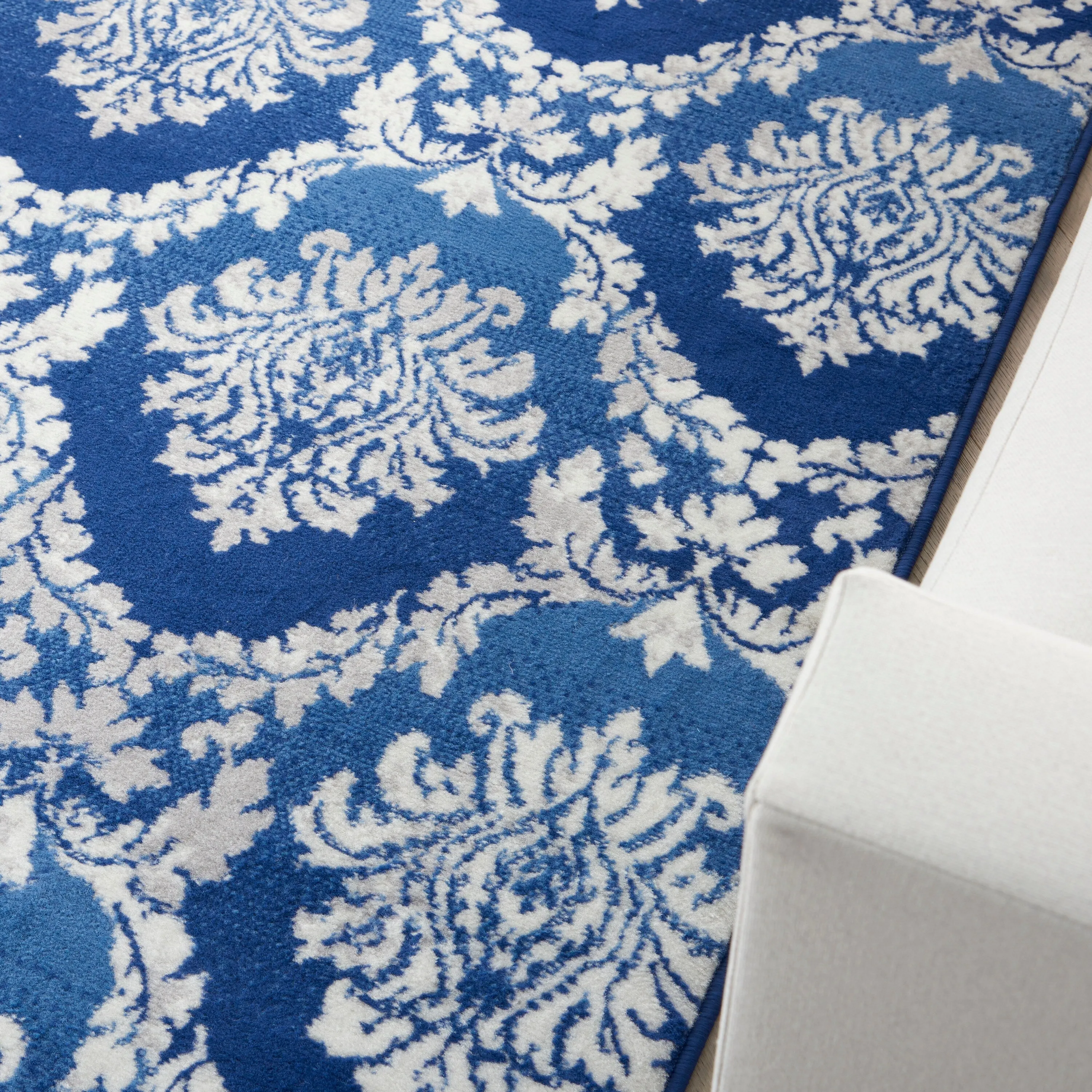 Nourison Whimsicle Boho French Country Floral Blue Ivory Area Rug