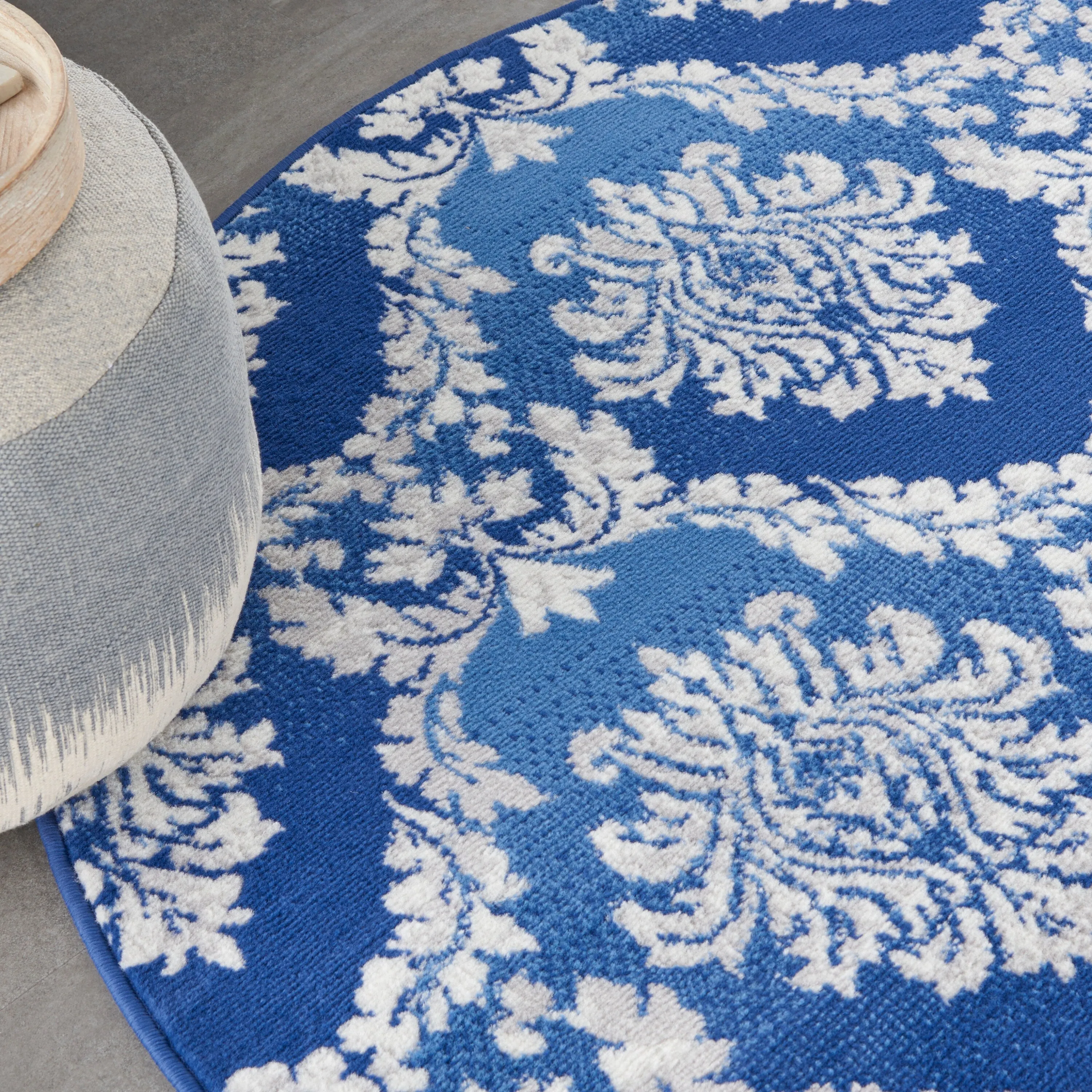 Nourison Whimsicle Boho French Country Floral Blue Ivory Area Rug