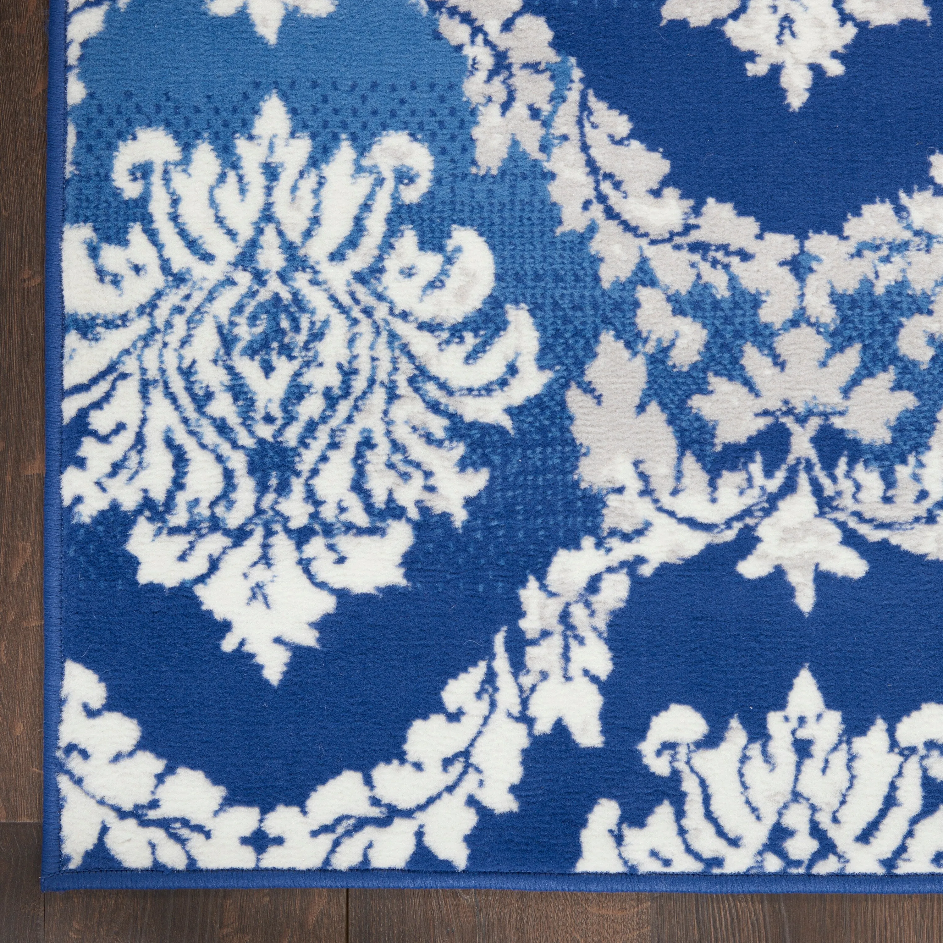 Nourison Whimsicle Boho French Country Floral Blue Ivory Area Rug