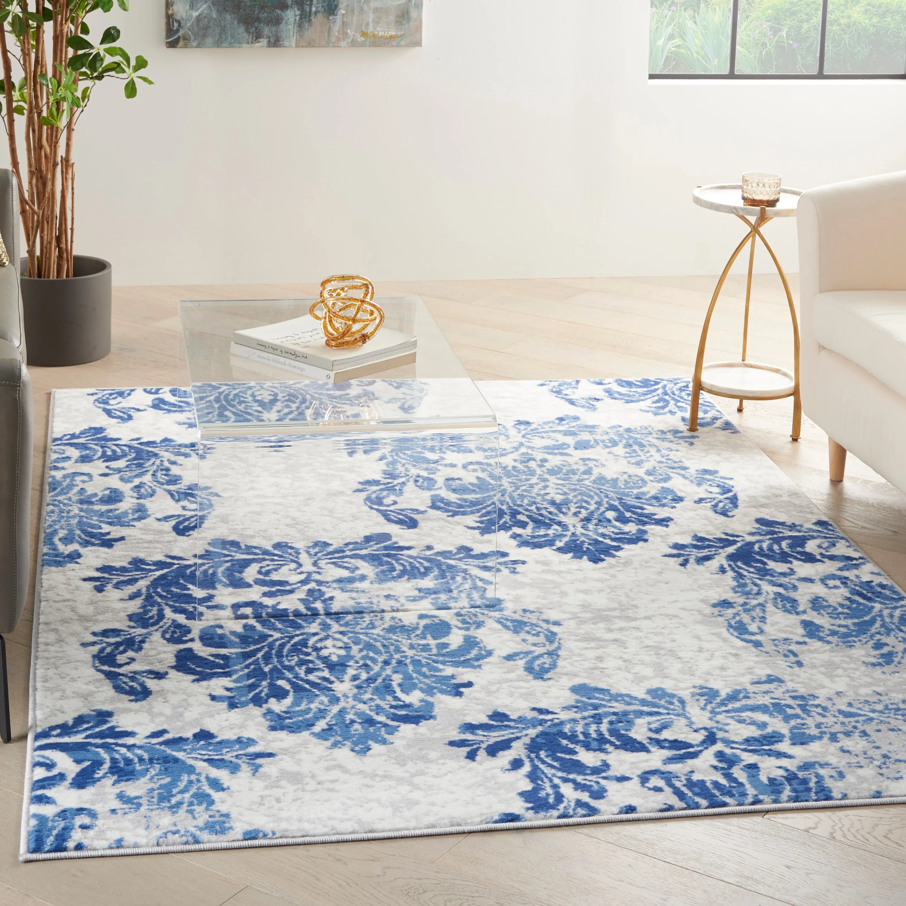 Nourison Whimsicle French Country Botanical Ivory Navy Area Rug