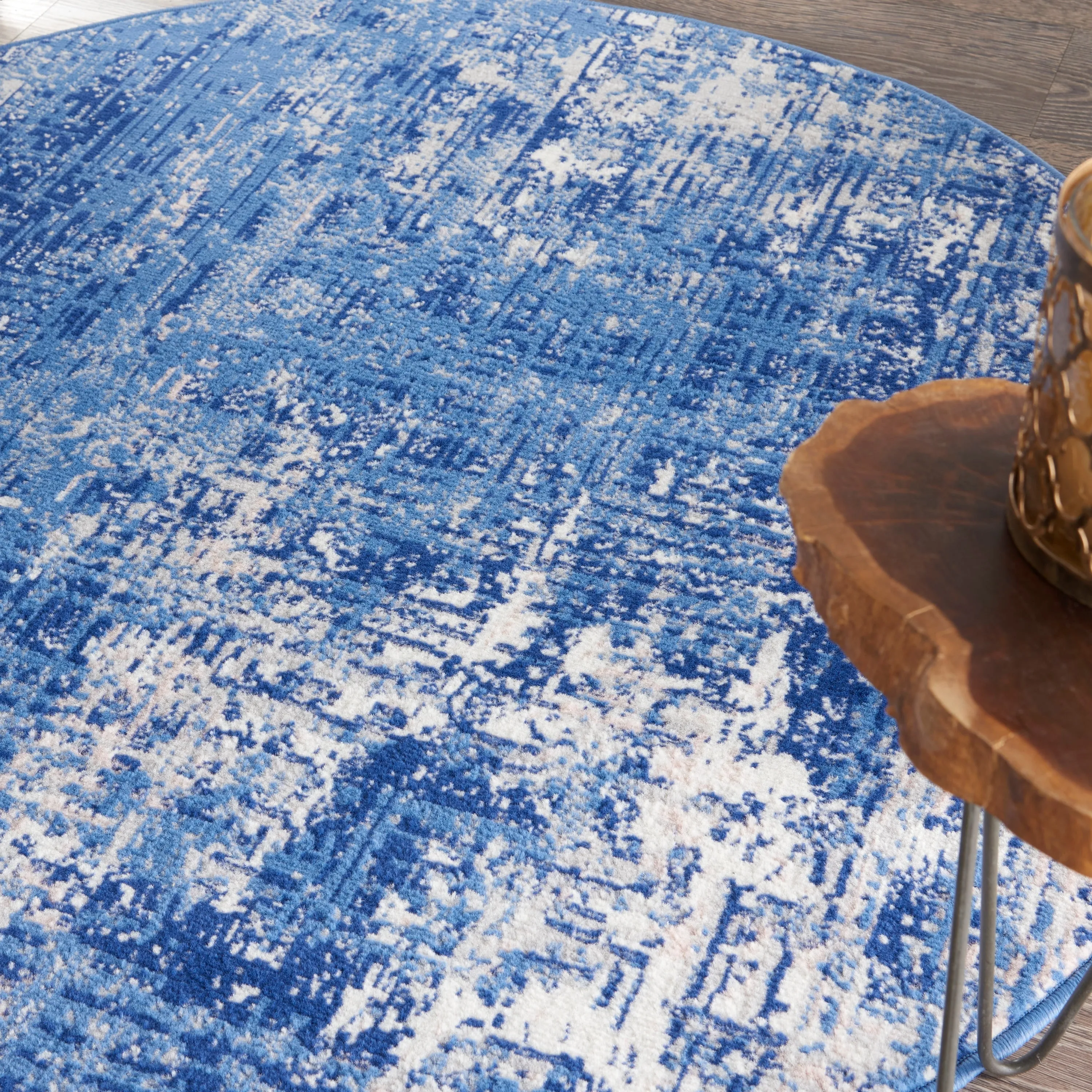 Nourison Whimsicle Modern Distressed Abstract Blue Ivory Area Rug