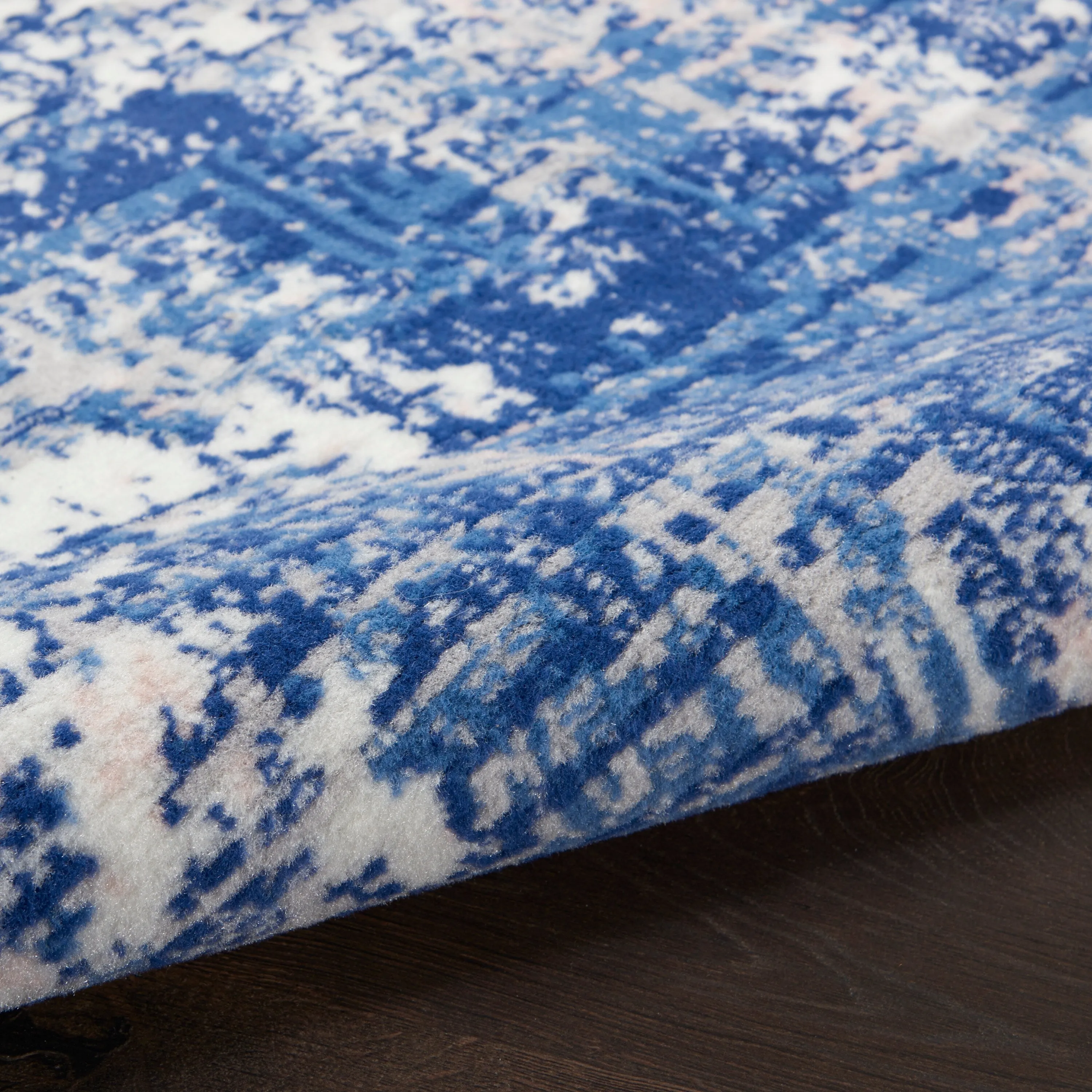 Nourison Whimsicle Modern Distressed Abstract Blue Ivory Area Rug