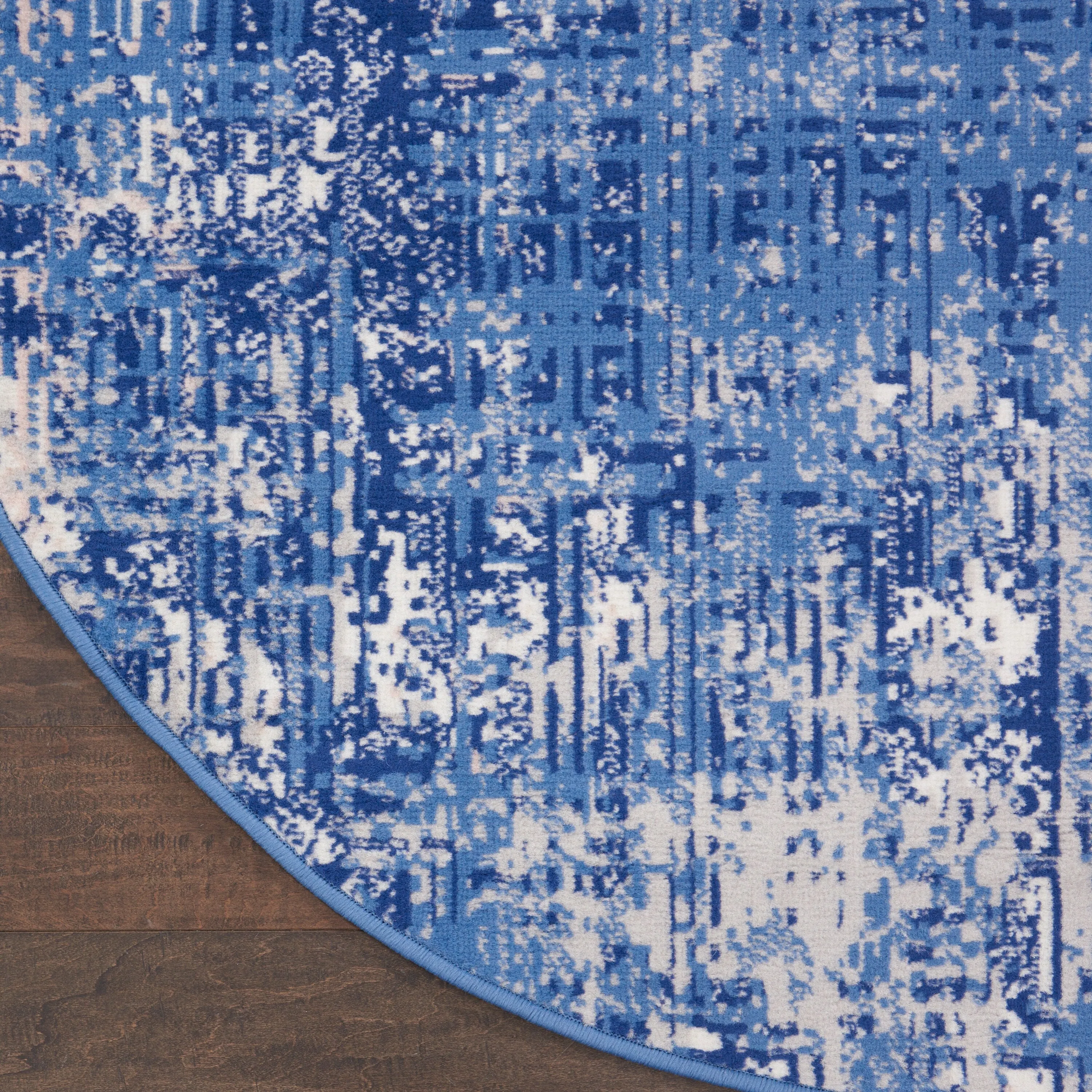 Nourison Whimsicle Modern Distressed Abstract Blue Ivory Area Rug