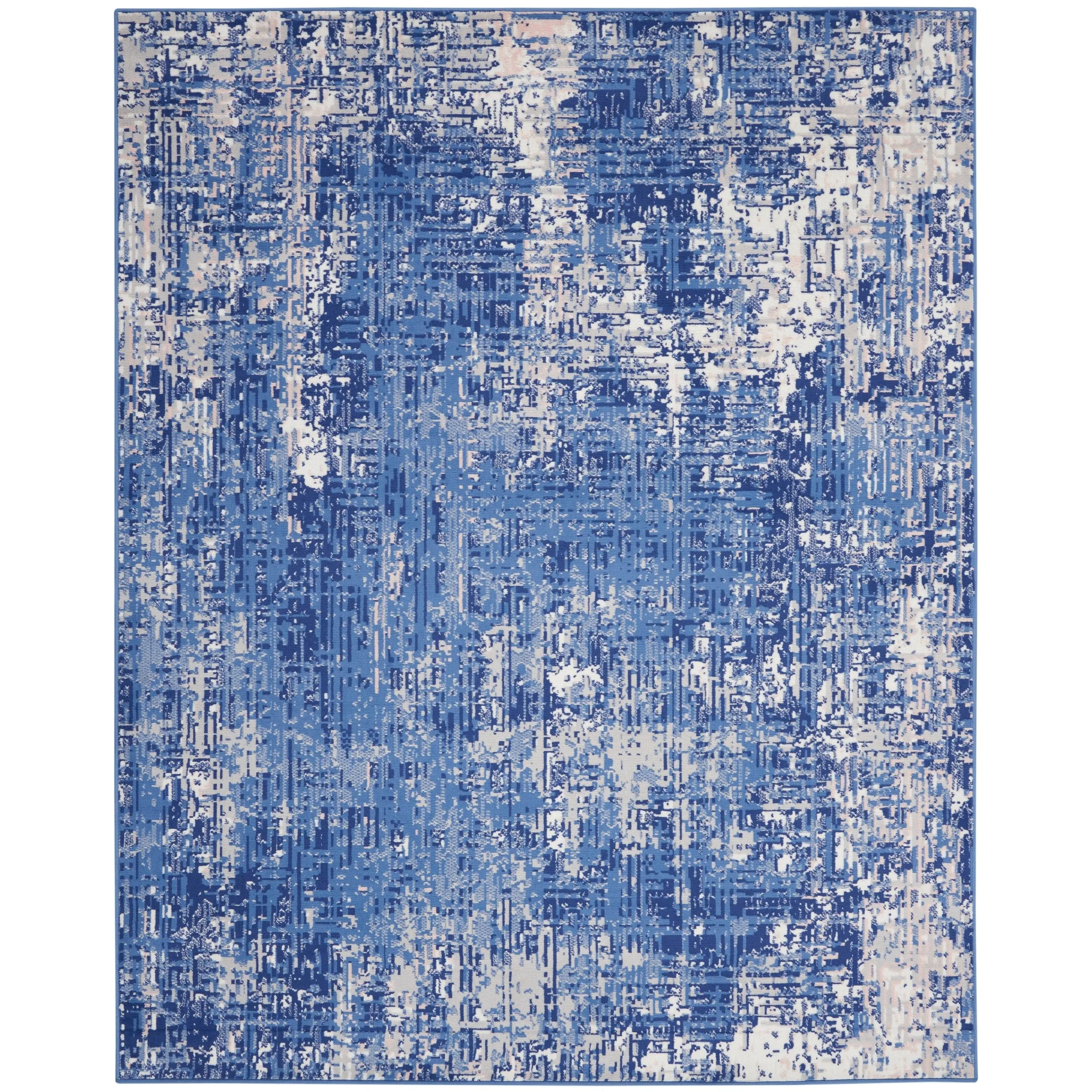 Nourison Whimsicle Modern Distressed Abstract Blue Ivory Area Rug