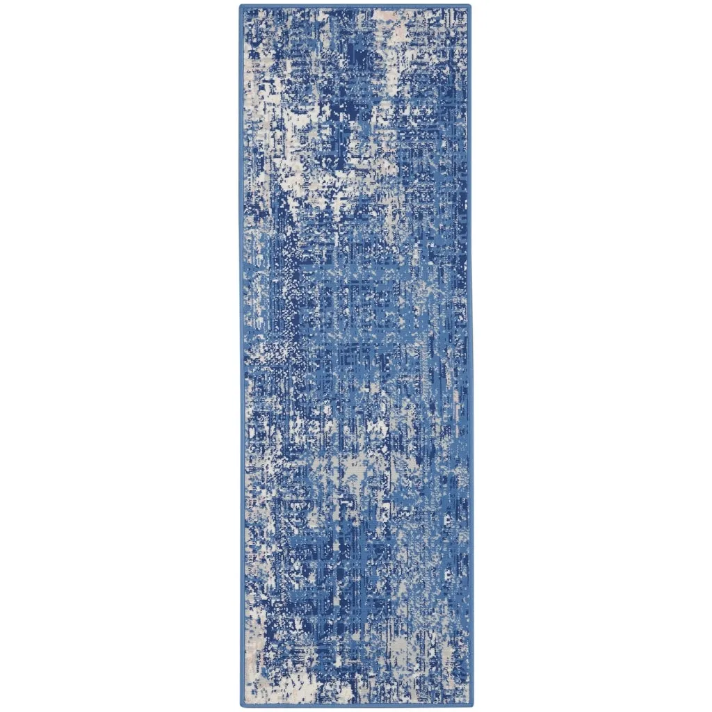 Nourison Whimsicle Modern Distressed Abstract Blue Ivory Area Rug