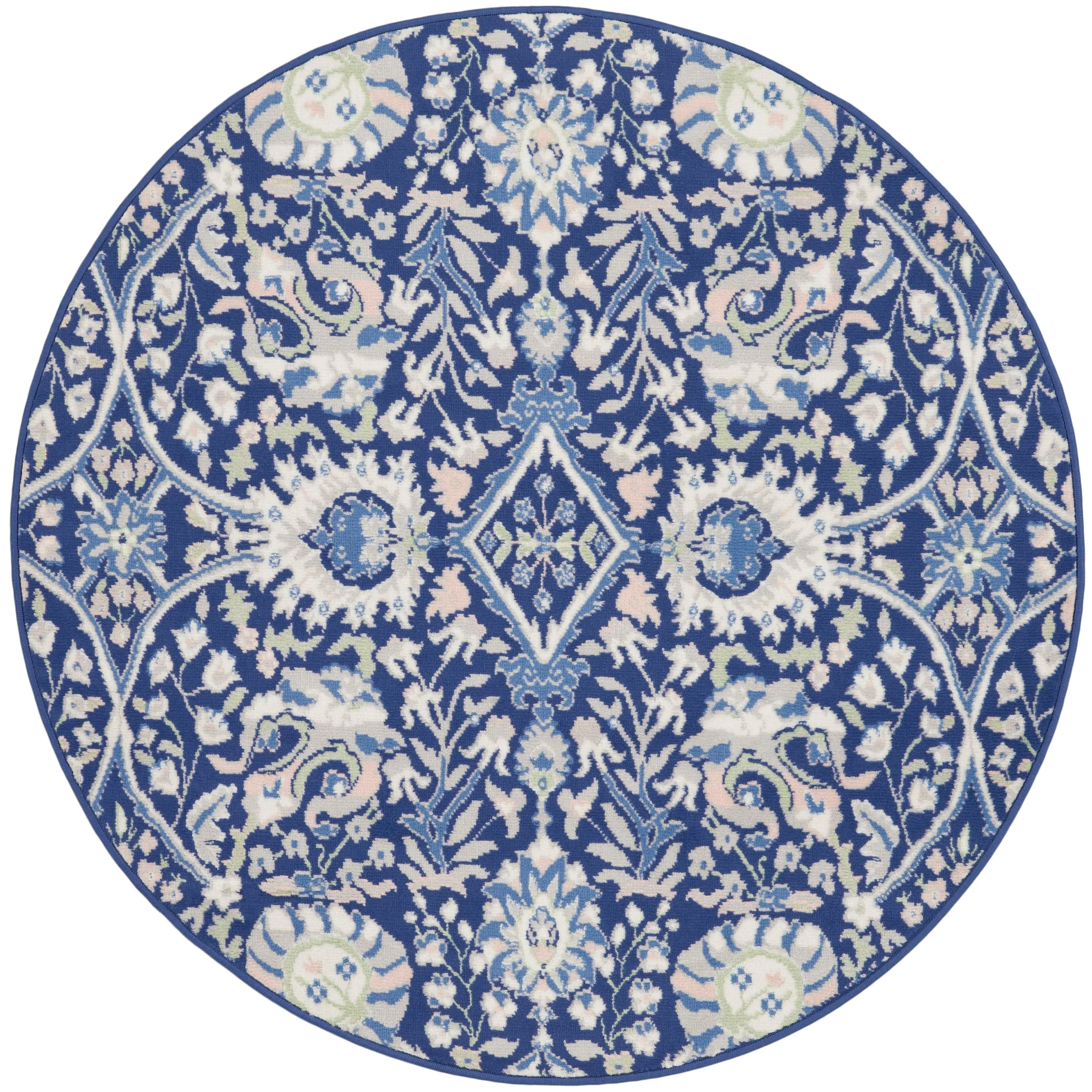 Nourison Whimsicle Modern Persian Floral Navy Ivory Area Rug