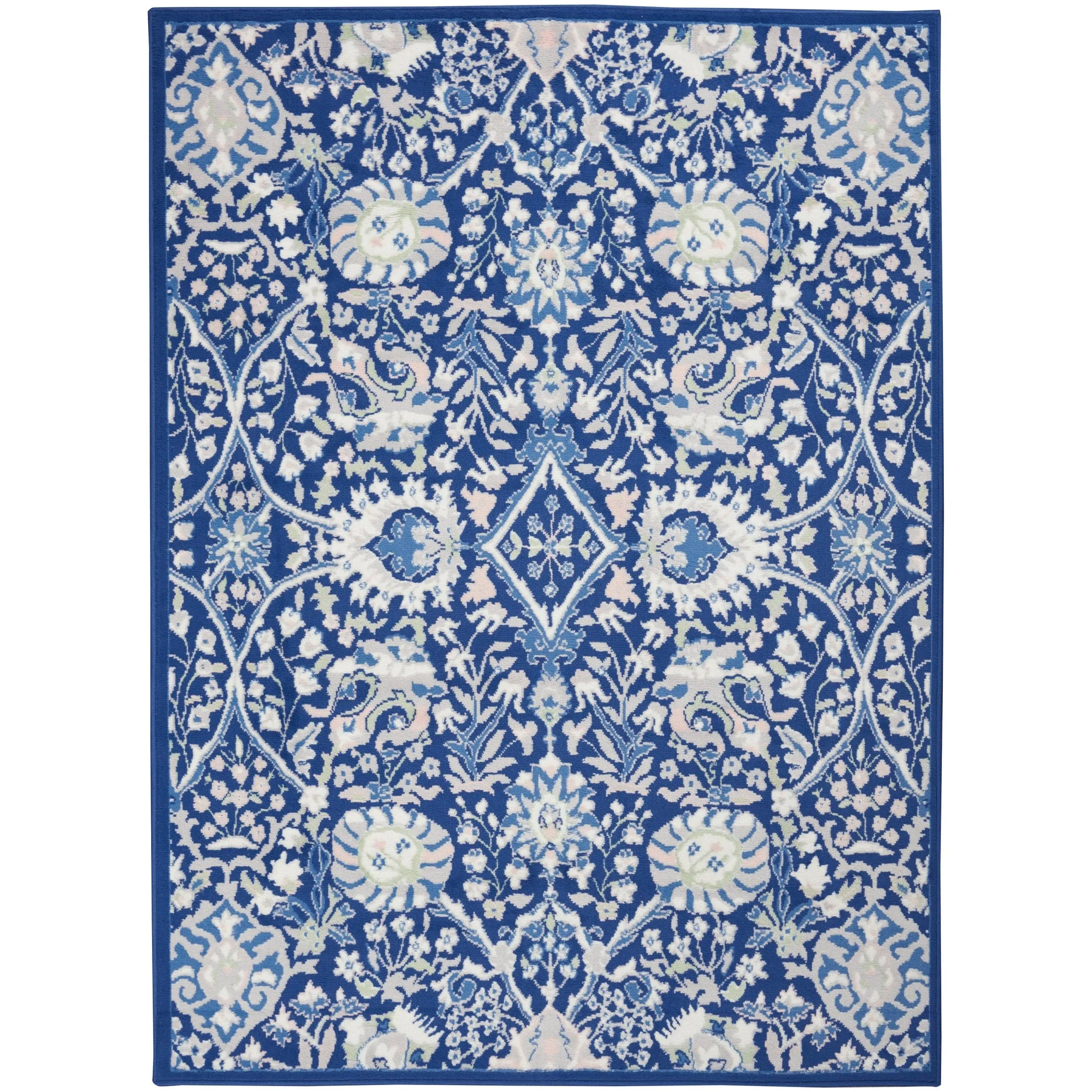 Nourison Whimsicle Modern Persian Floral Navy Ivory Area Rug