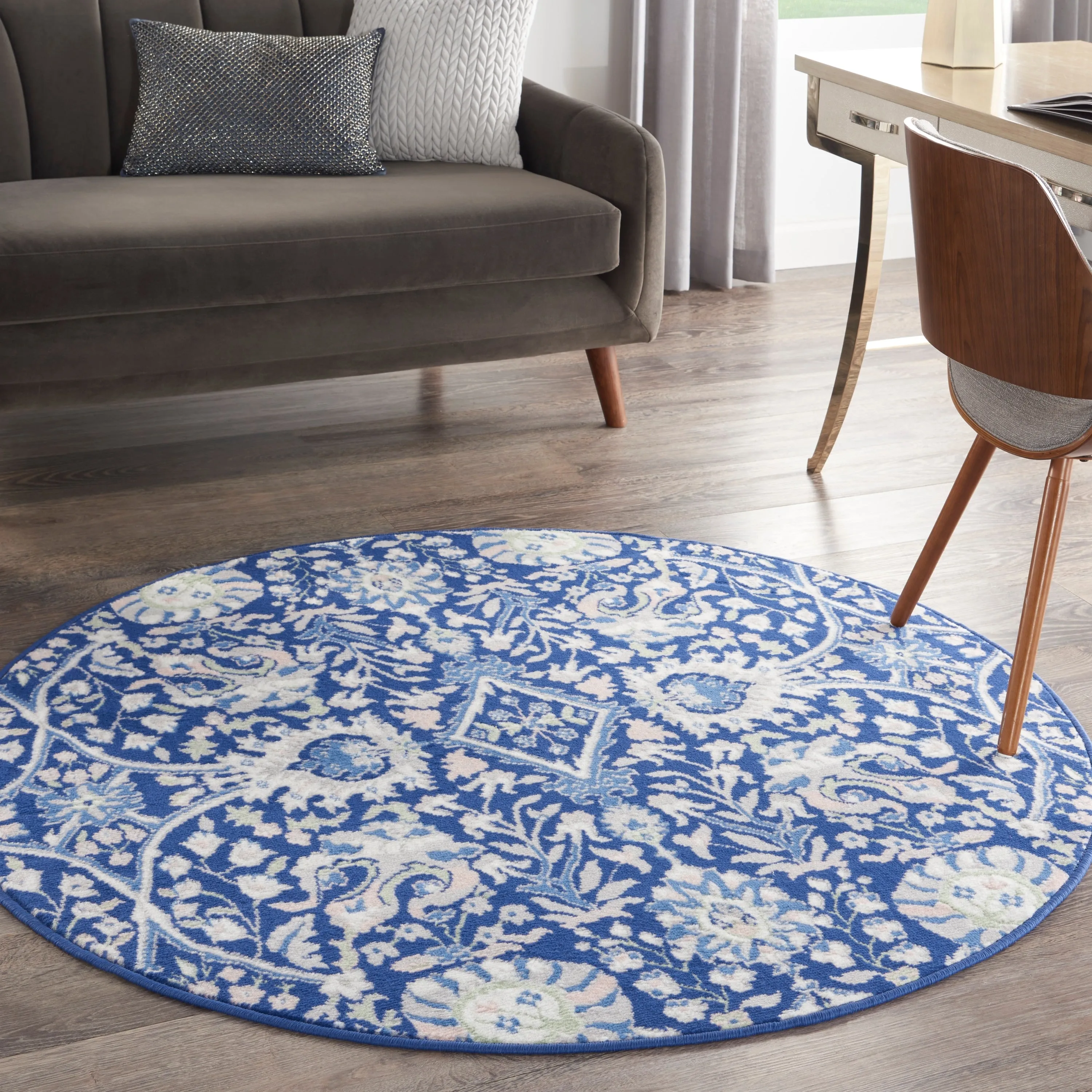 Nourison Whimsicle Modern Persian Floral Navy Ivory Area Rug