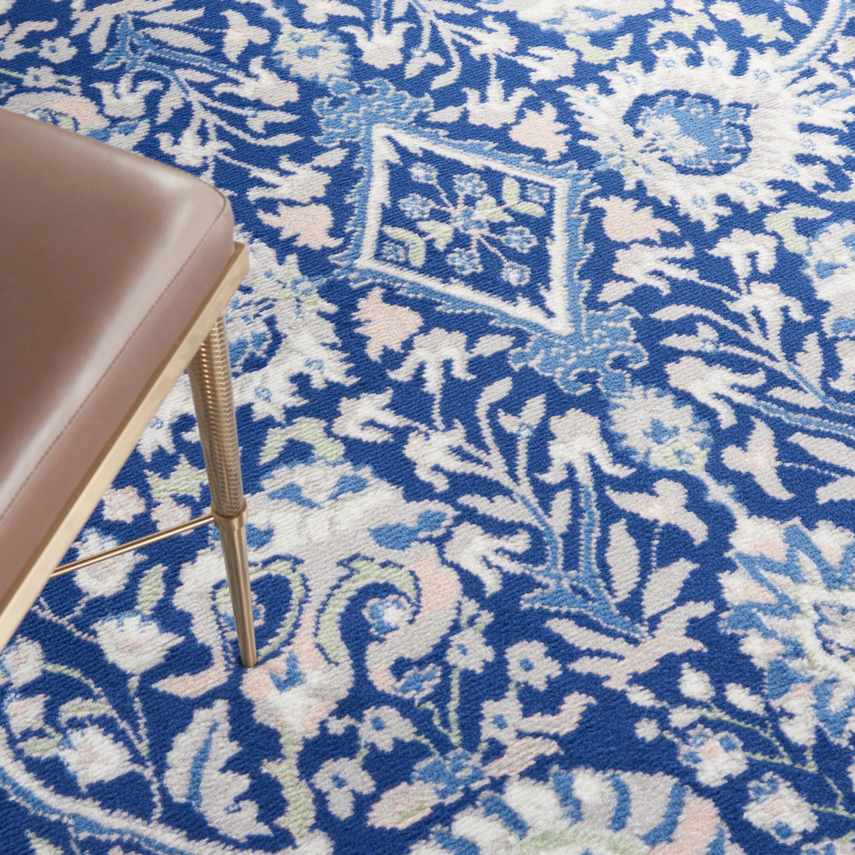 Nourison Whimsicle Modern Persian Floral Navy Ivory Area Rug