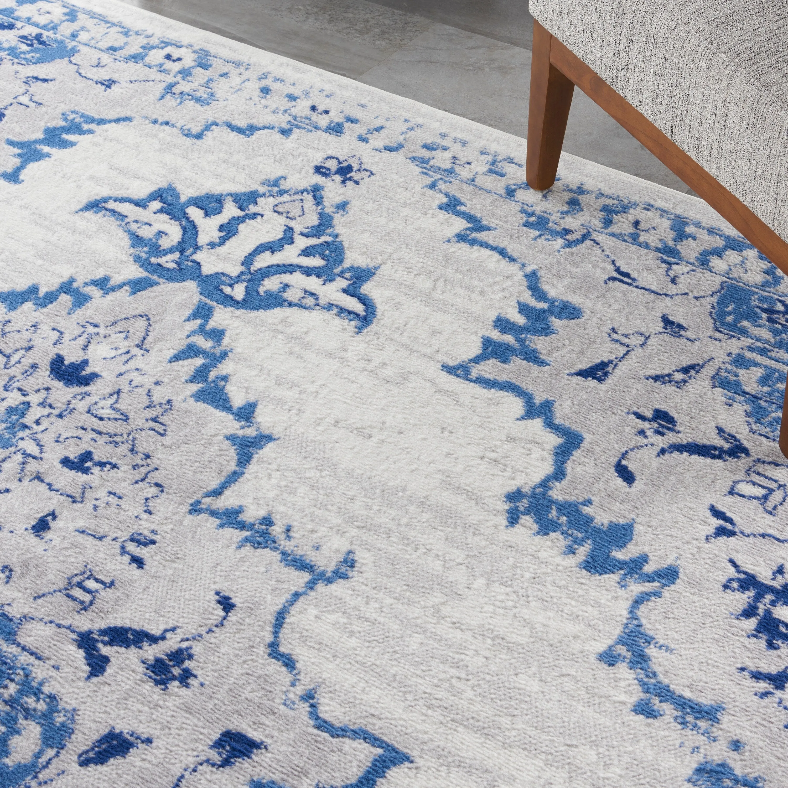 Nourison Whimsicle Persian Medallion Ivory Blue Area Rug